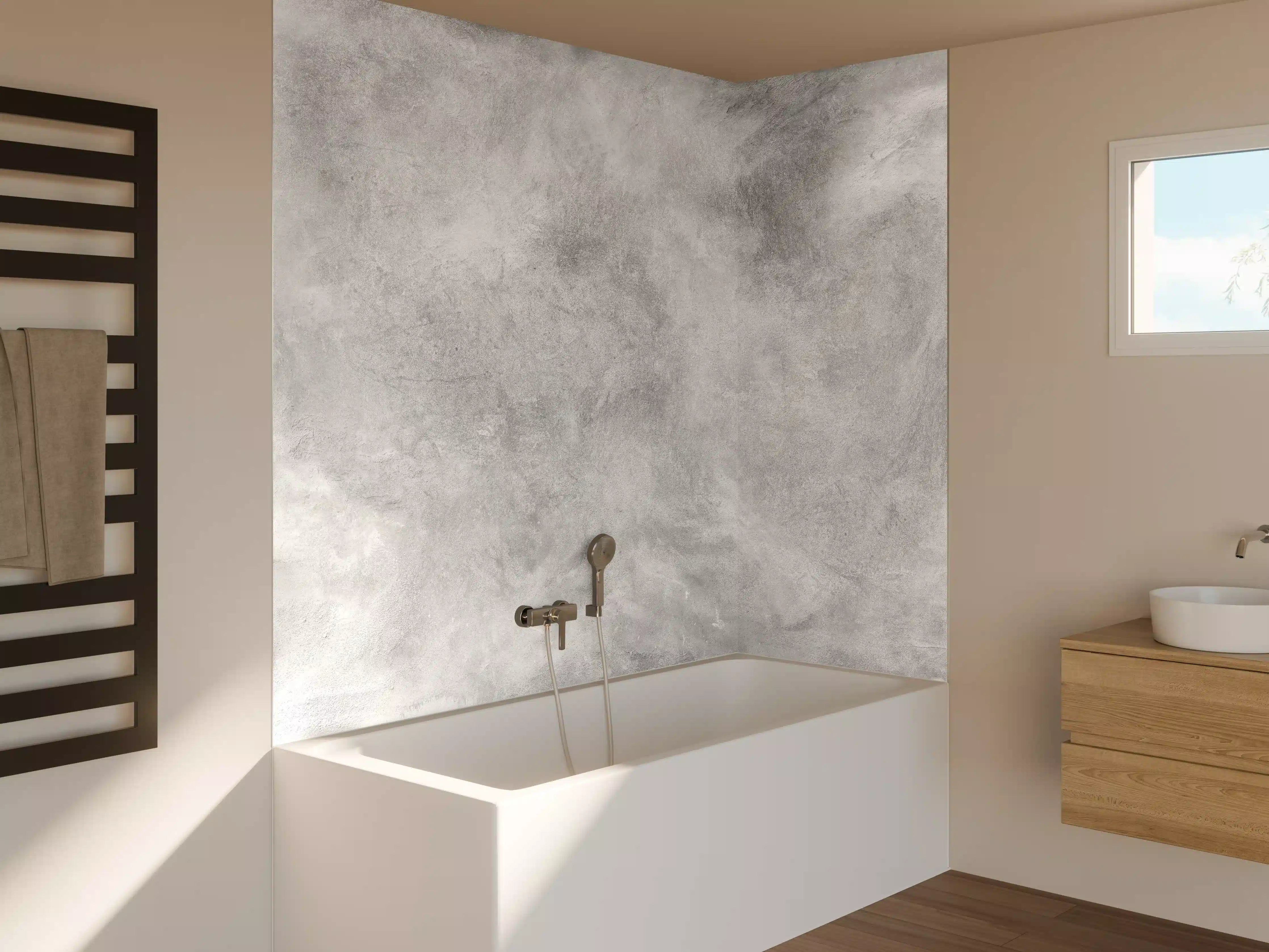 Badewannen-Rückwand - Gräuliches Marmor Design