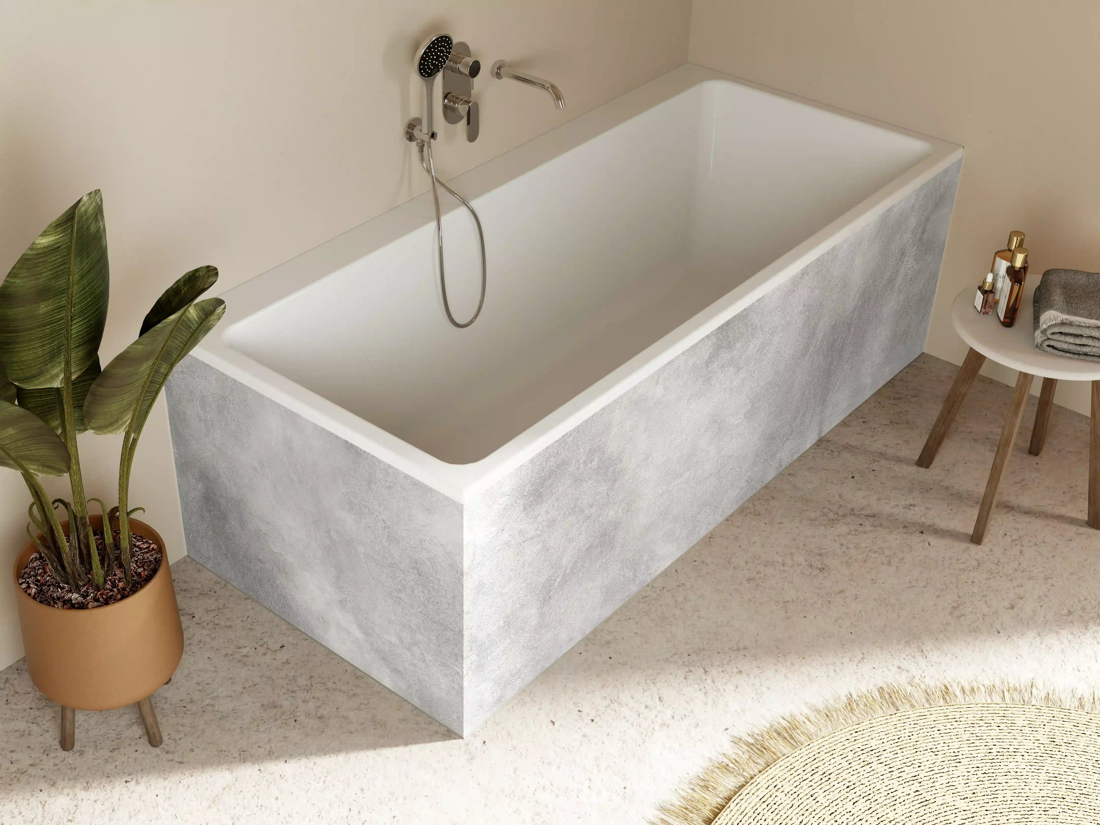 Badewannen-Rückwand - Gräuliches Marmor Design