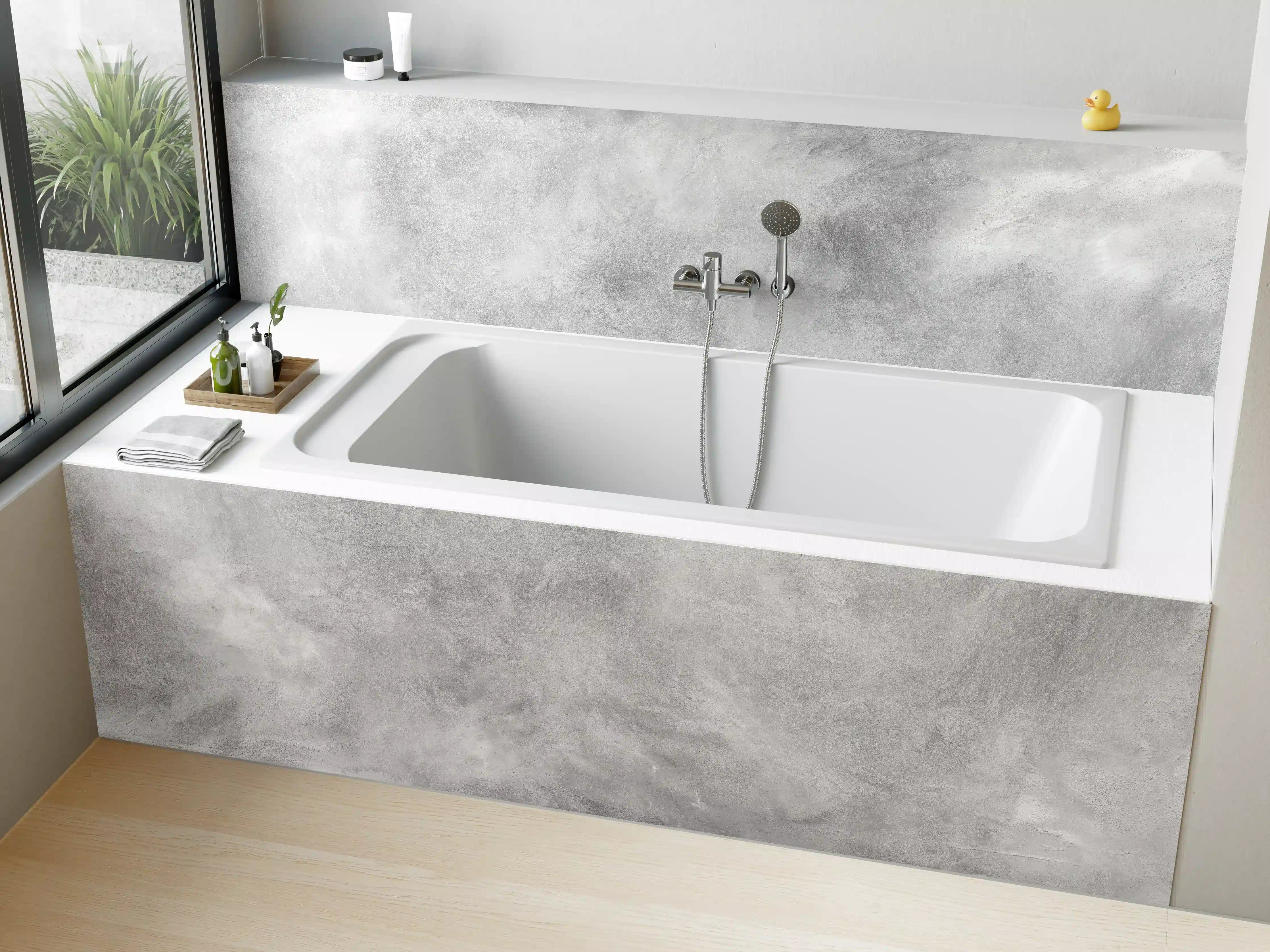 Badewannen-Rückwand - Gräuliches Marmor Design