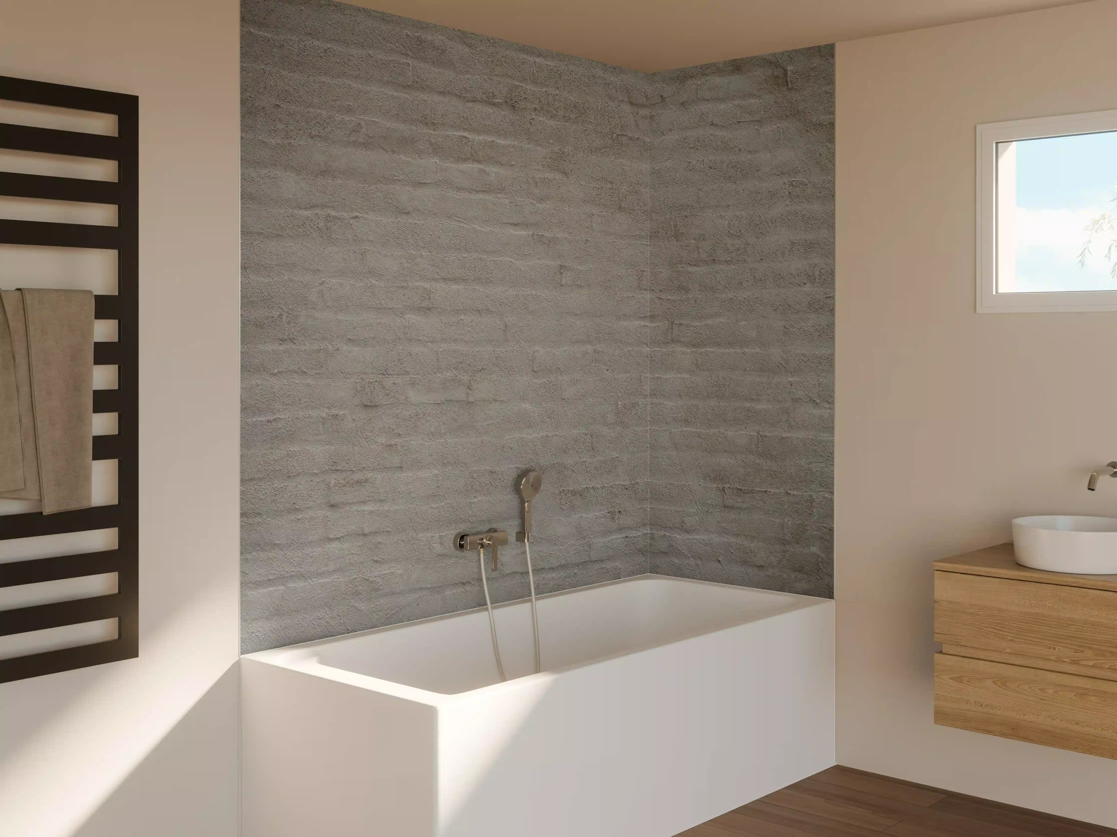 Badewannen-Rückwand - Gräuliches Mauerwerk