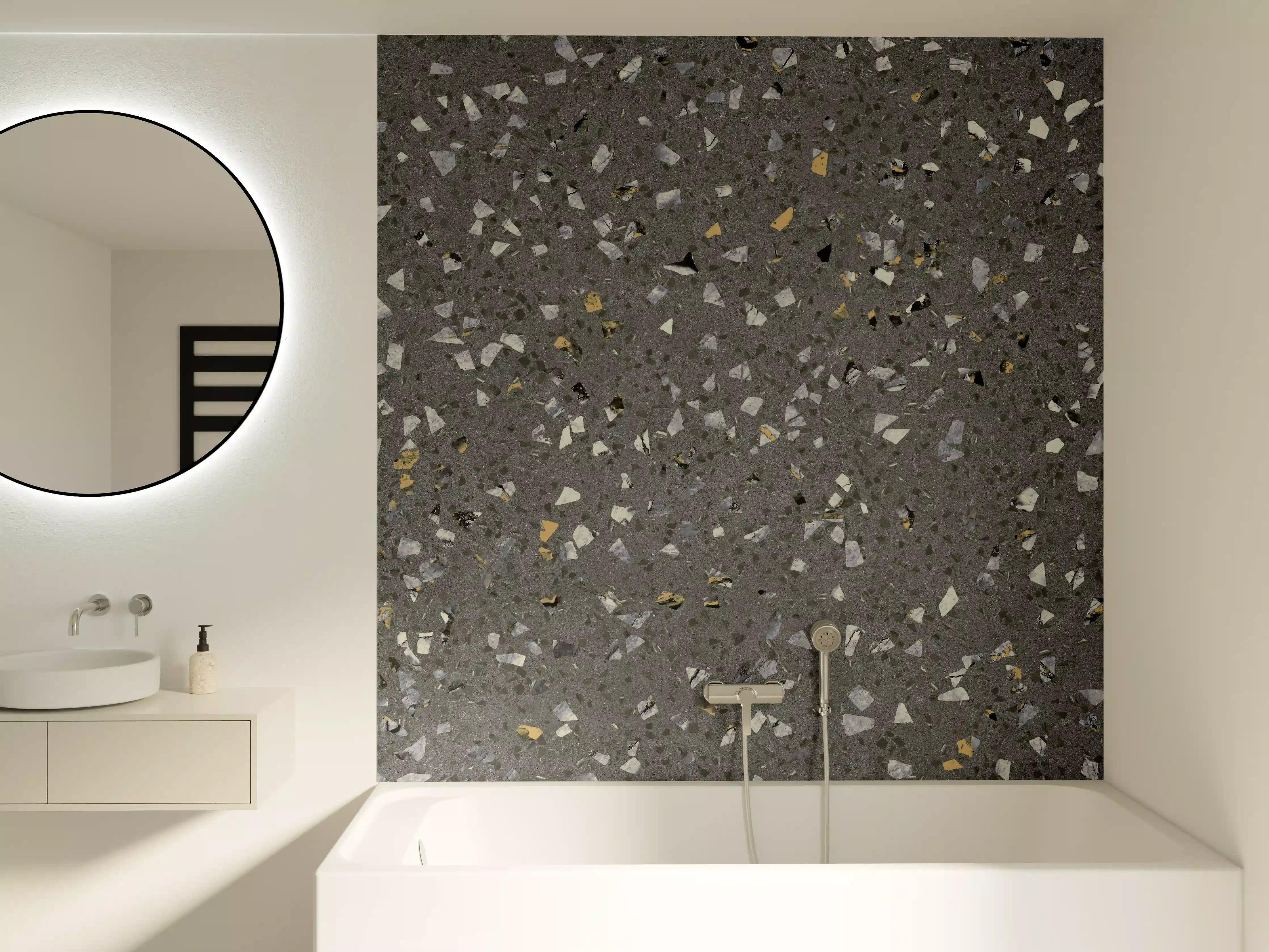 Badewannen-Rückwand - Gräuliches Wandmuster - Marmor