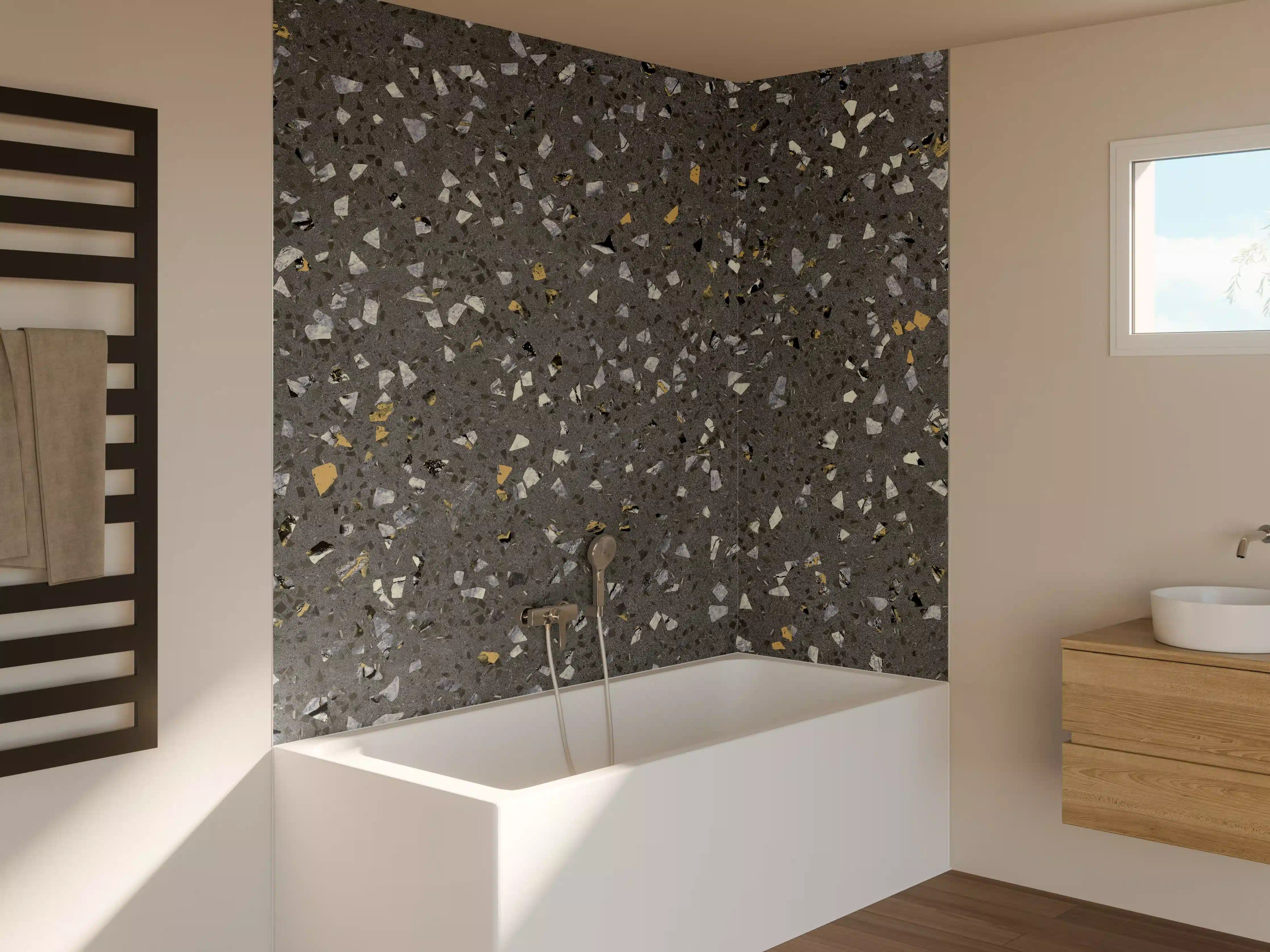 Badewannen-Rückwand - Gräuliches Wandmuster - Marmor