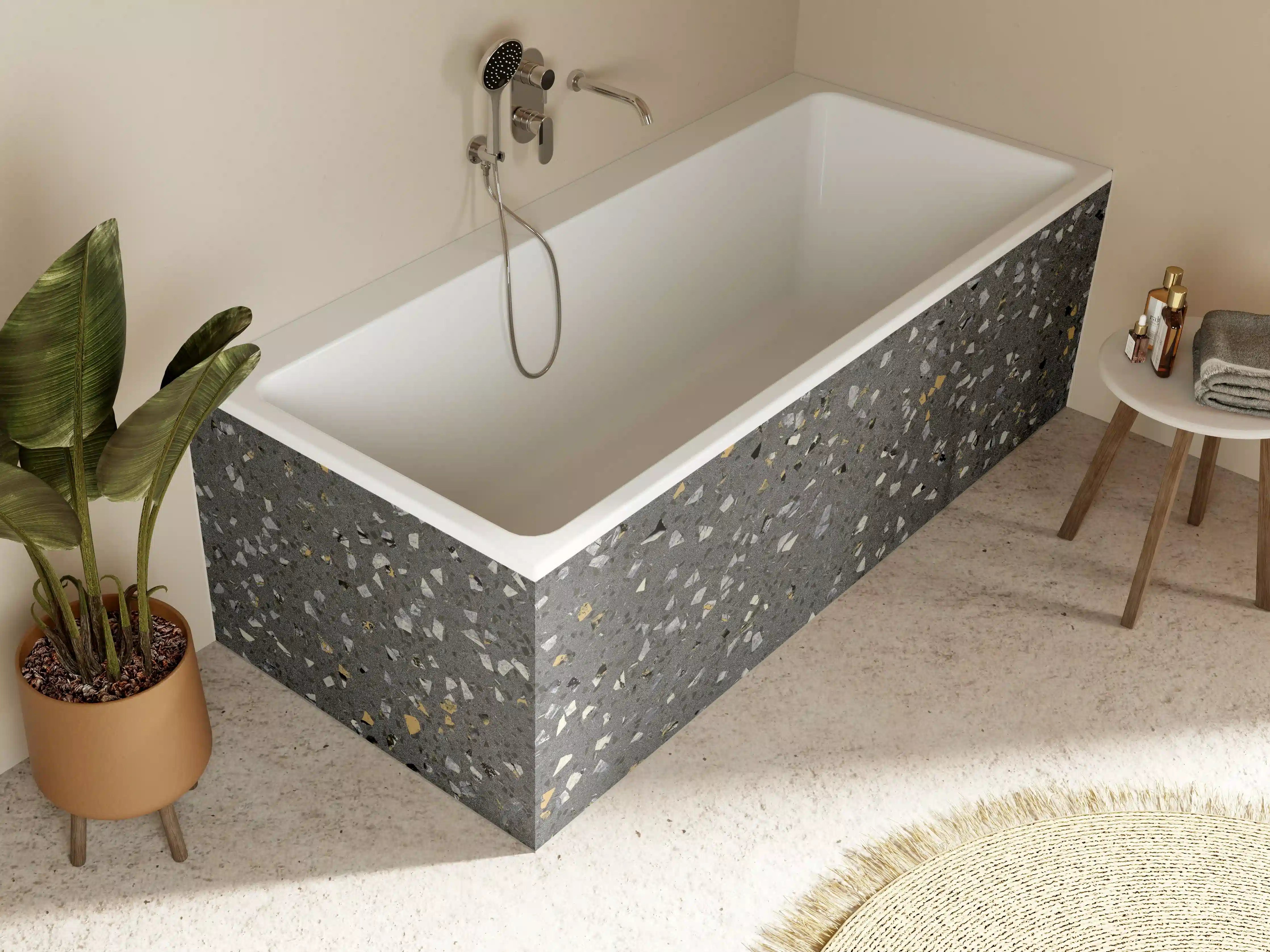 Badewannen-Rückwand - Gräuliches Wandmuster - Marmor