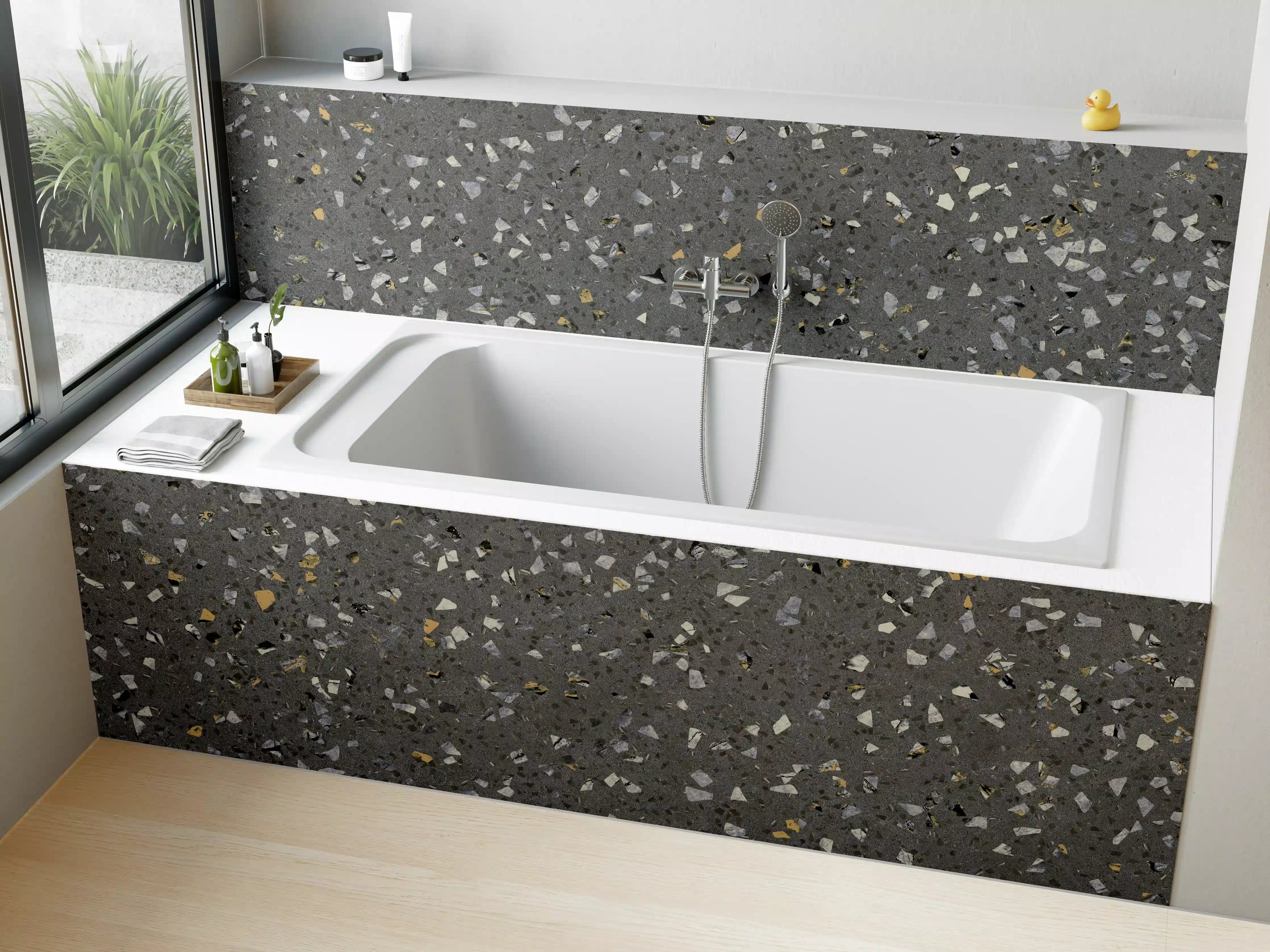 Badewannen-Rückwand - Gräuliches Wandmuster - Marmor