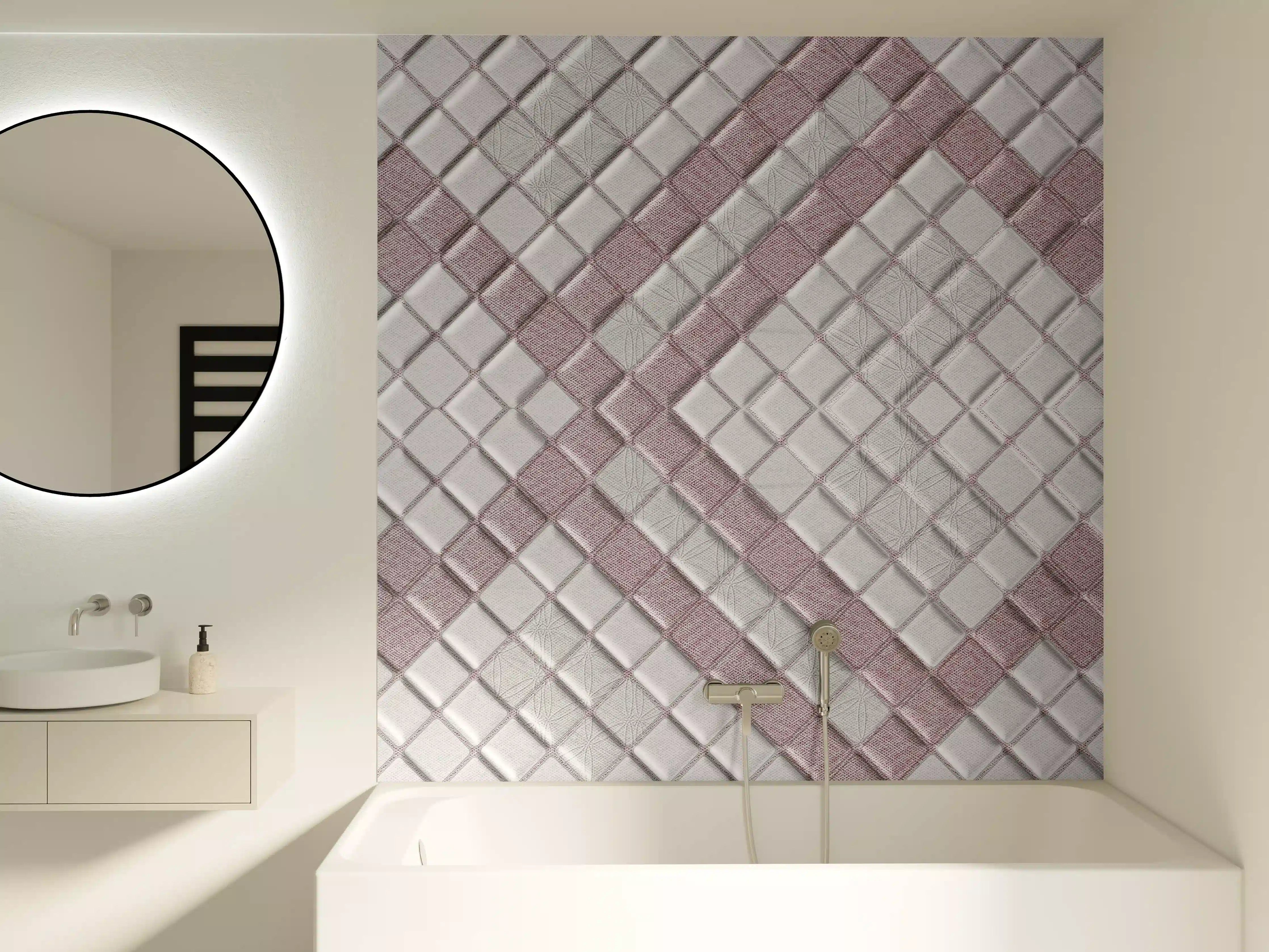 Badewannen-Rückwand - Grau-Weißes Geometrisches Design