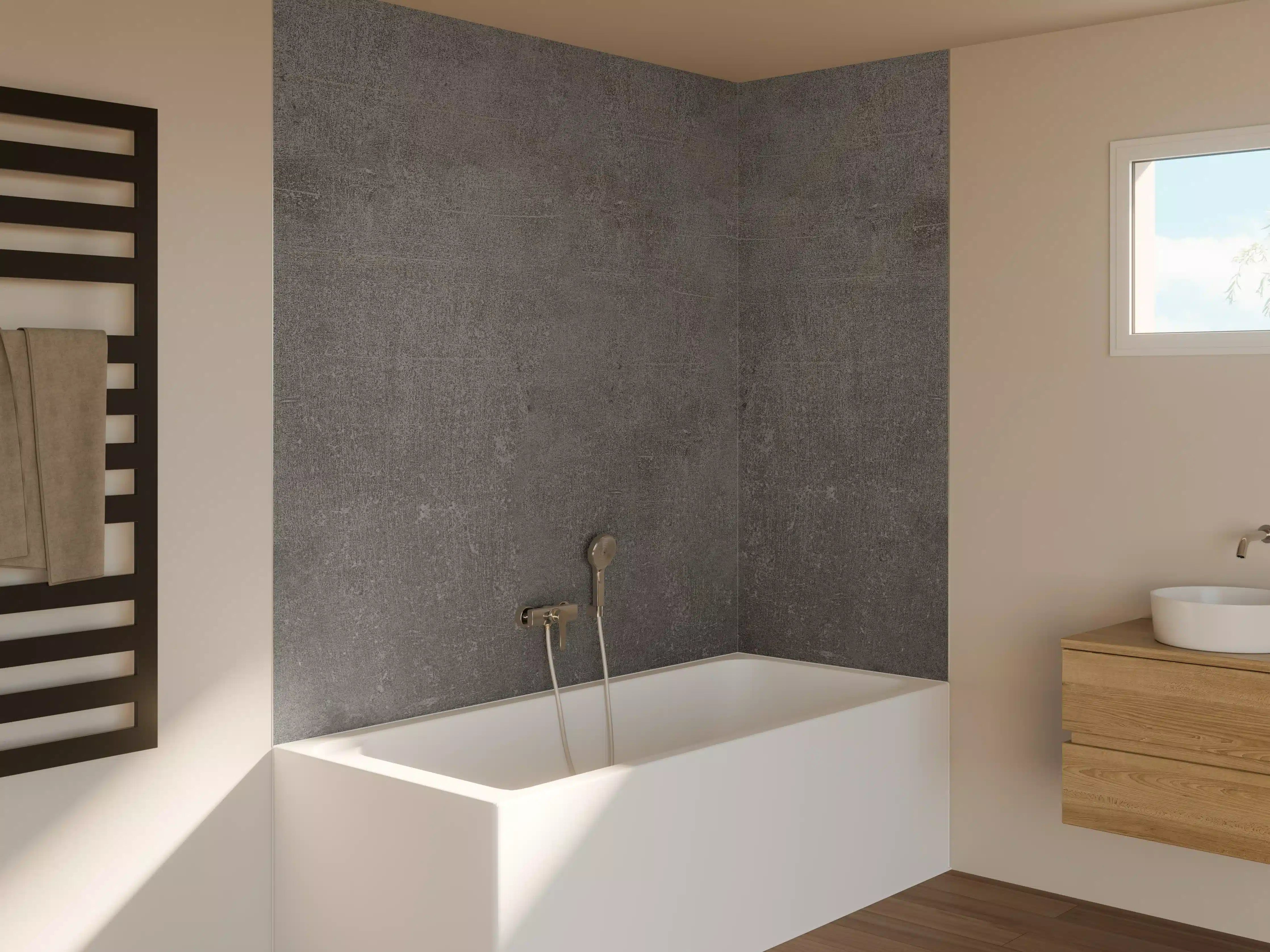 Badewannen-Rückwand - Graue Anthrazite Beton Textur