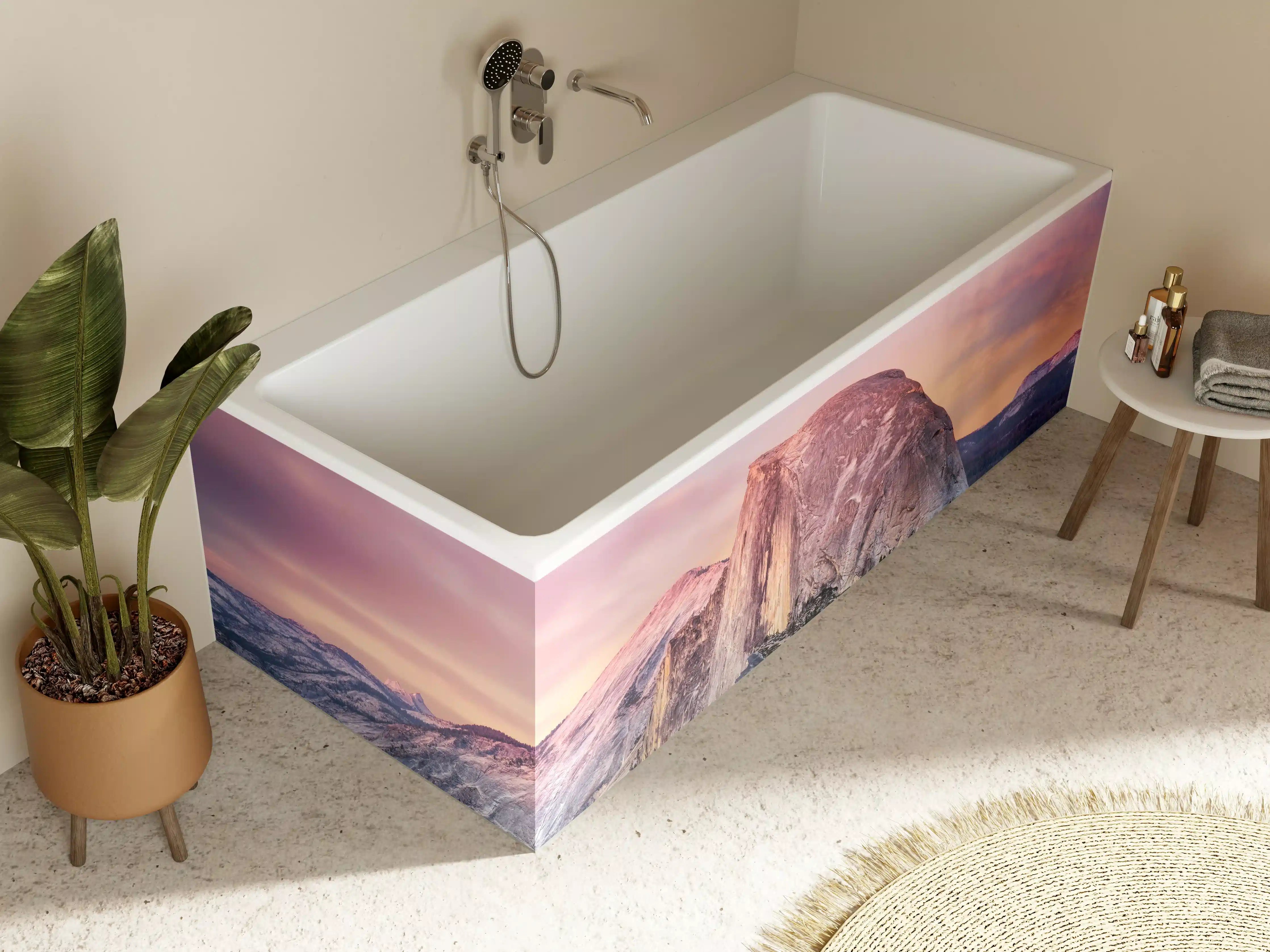 Badewannen-Rückwand - Graue Berge im Abendlicht