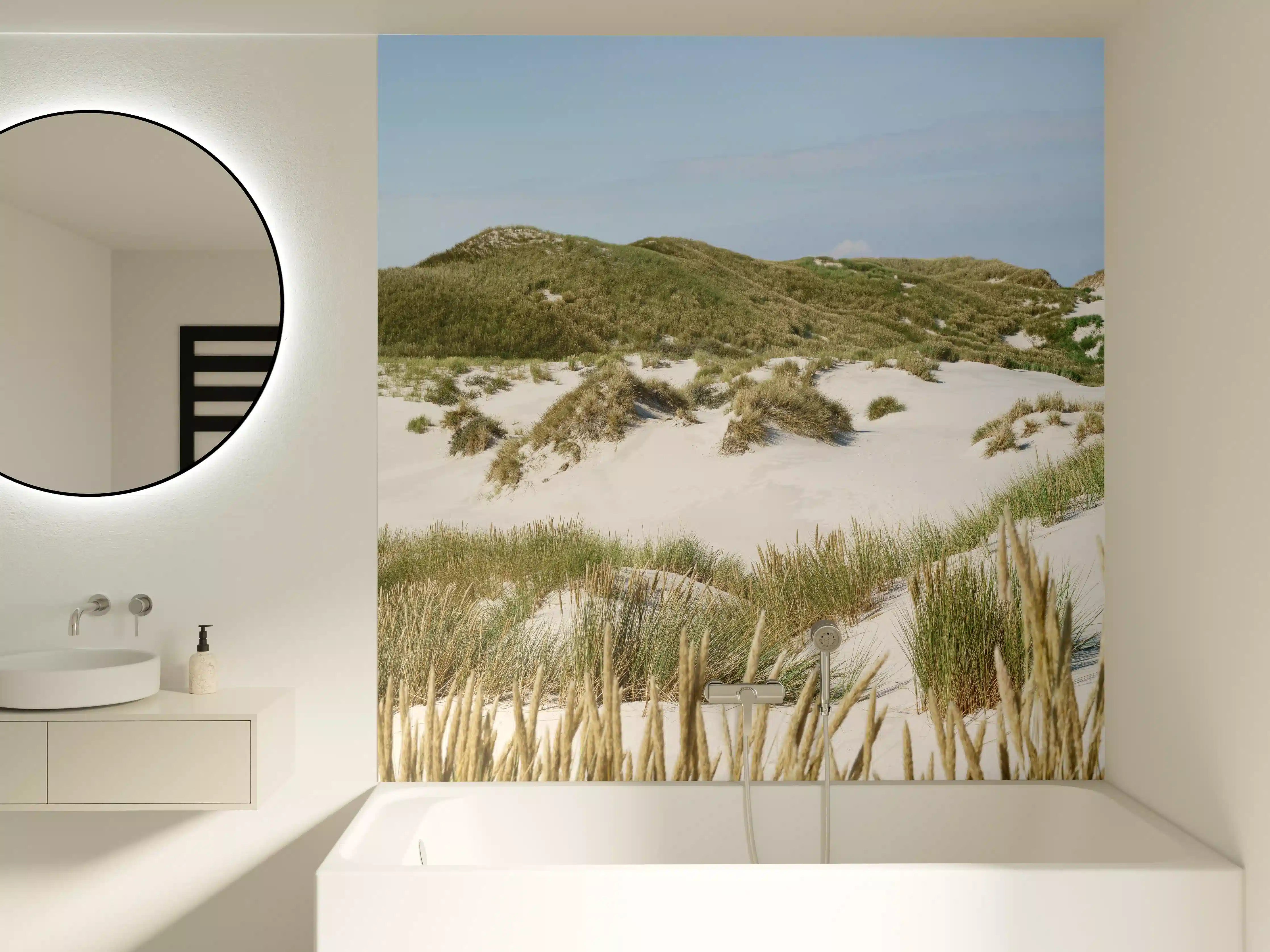 Badewannen-Rückwand - Graue Dünen am weißen Strand