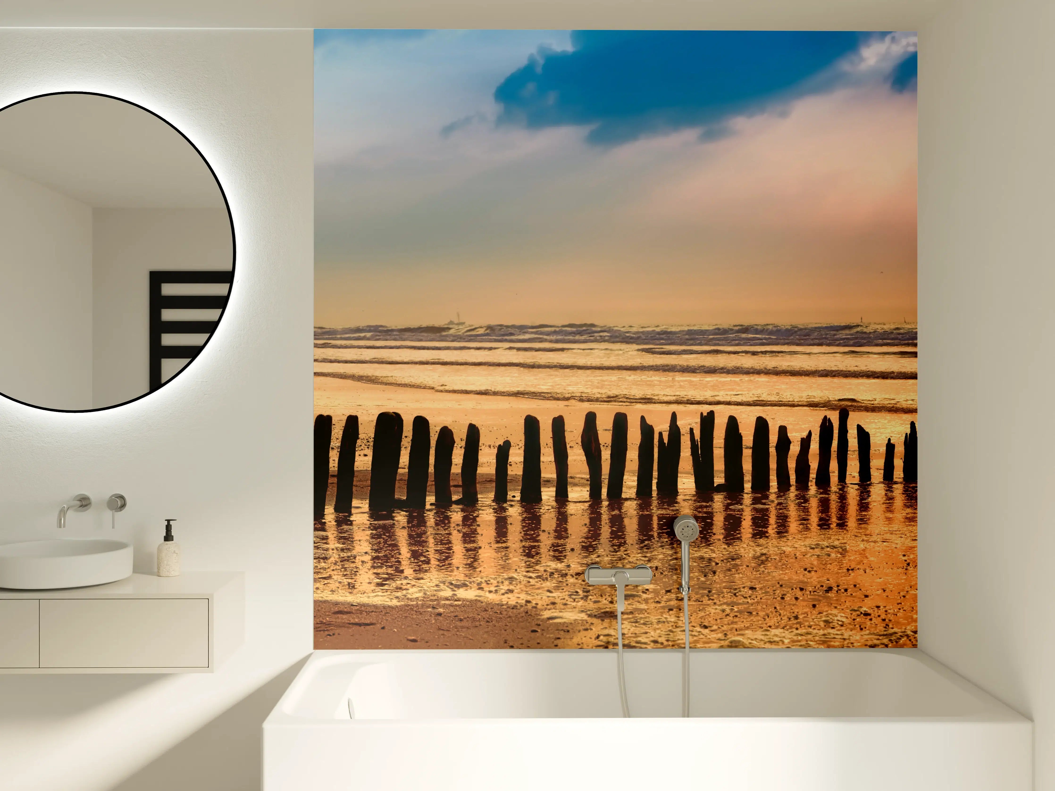 Badewannen-Rückwand - Graue Einsamkeit am Abend