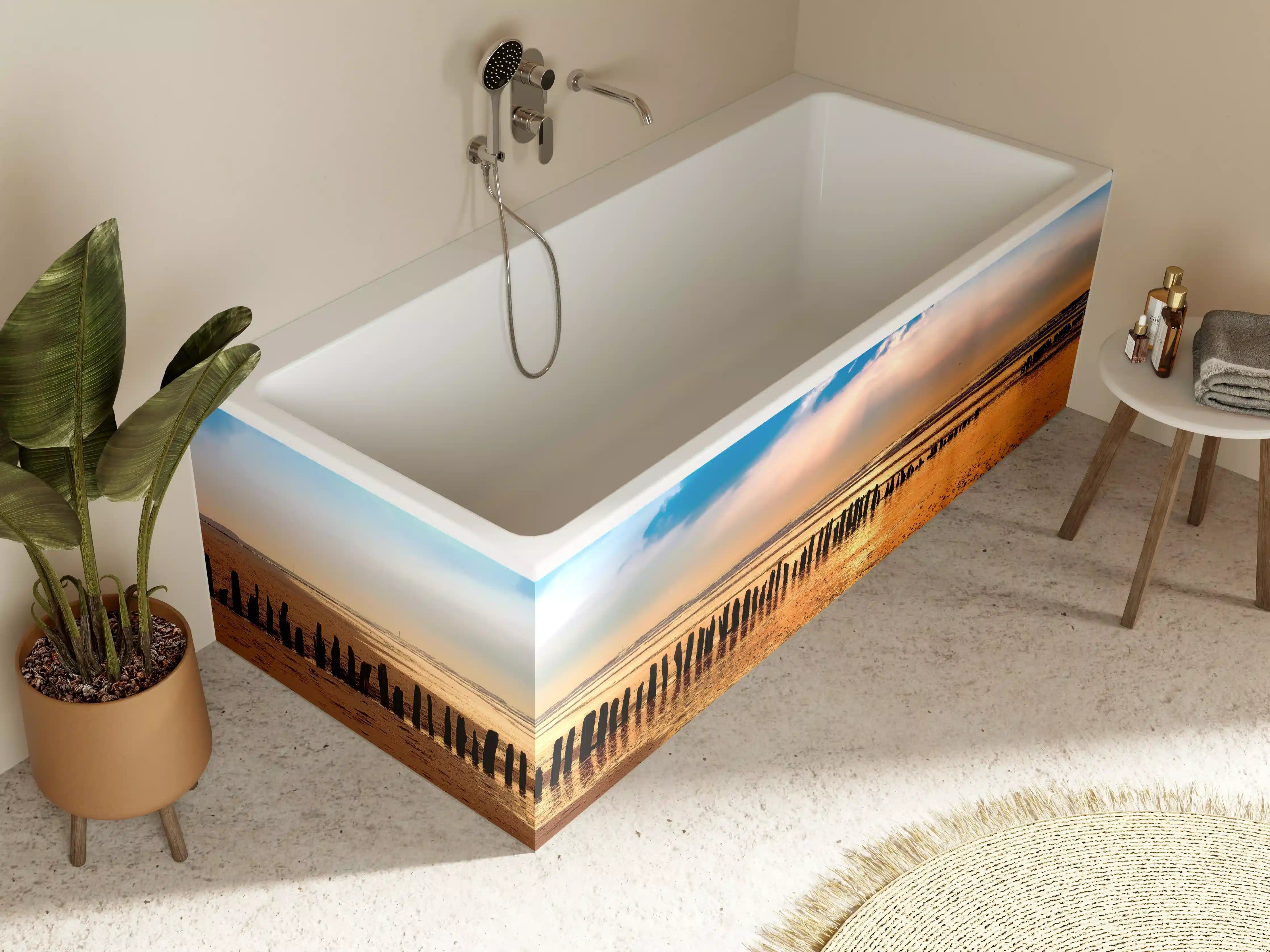 Badewannen-Rückwand - Graue Einsamkeit am Abend