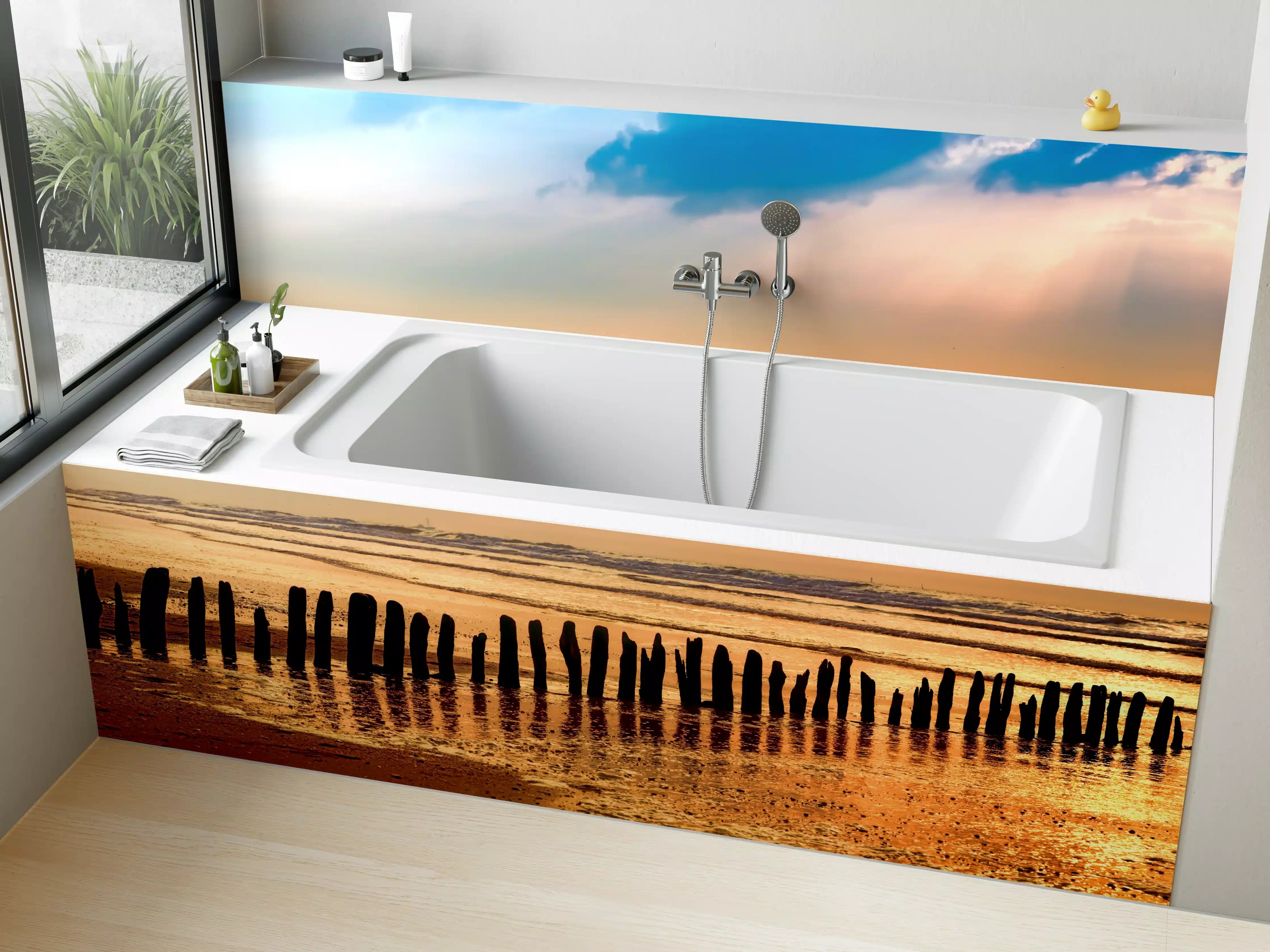 Badewannen-Rückwand - Graue Einsamkeit am Abend