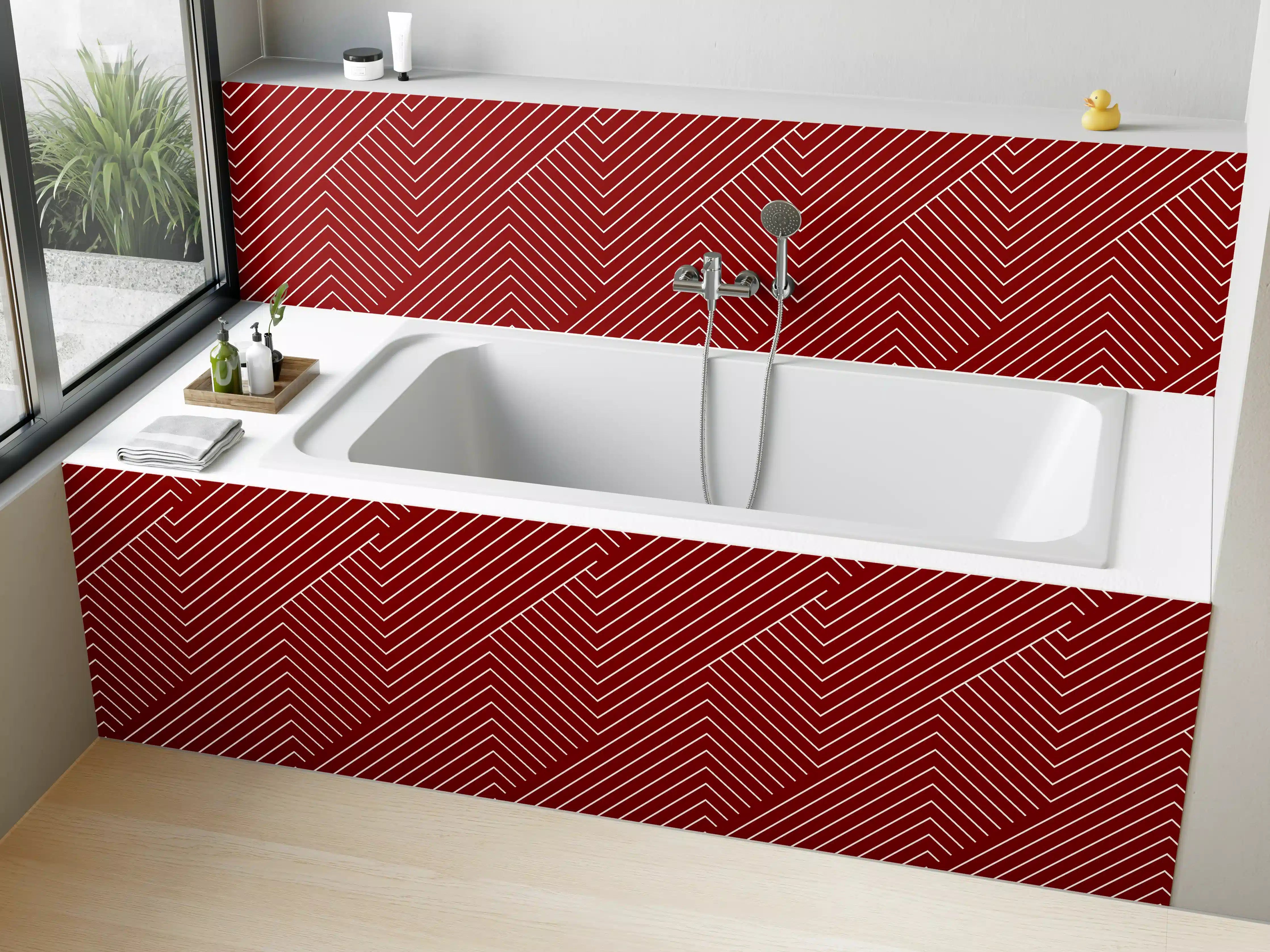 Badewannen-Rückwand - Graue Eleganz in Weißen Mustern