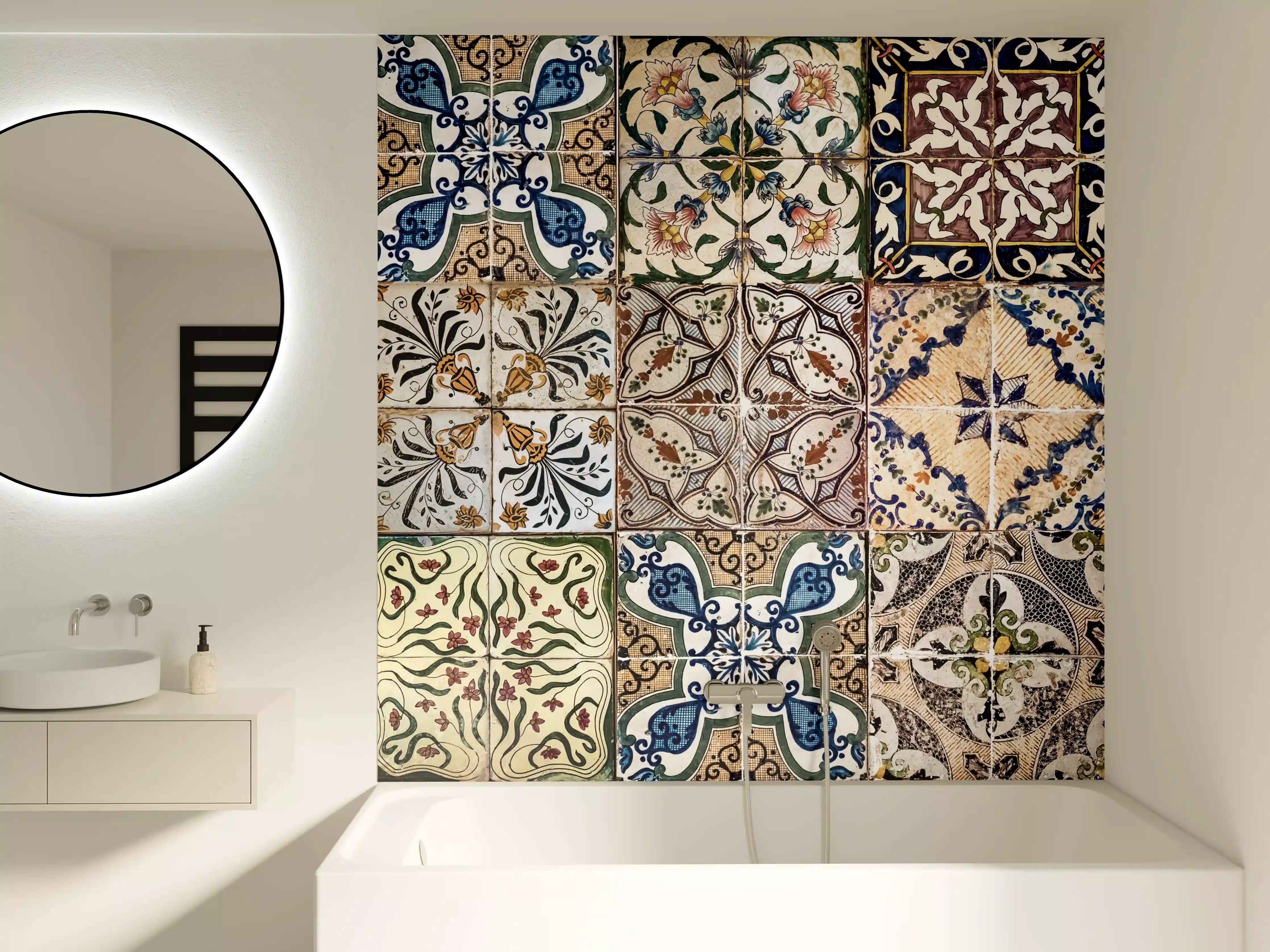 Badewannen-Rückwand - Graue Fliesen mit Mediterranem Charme