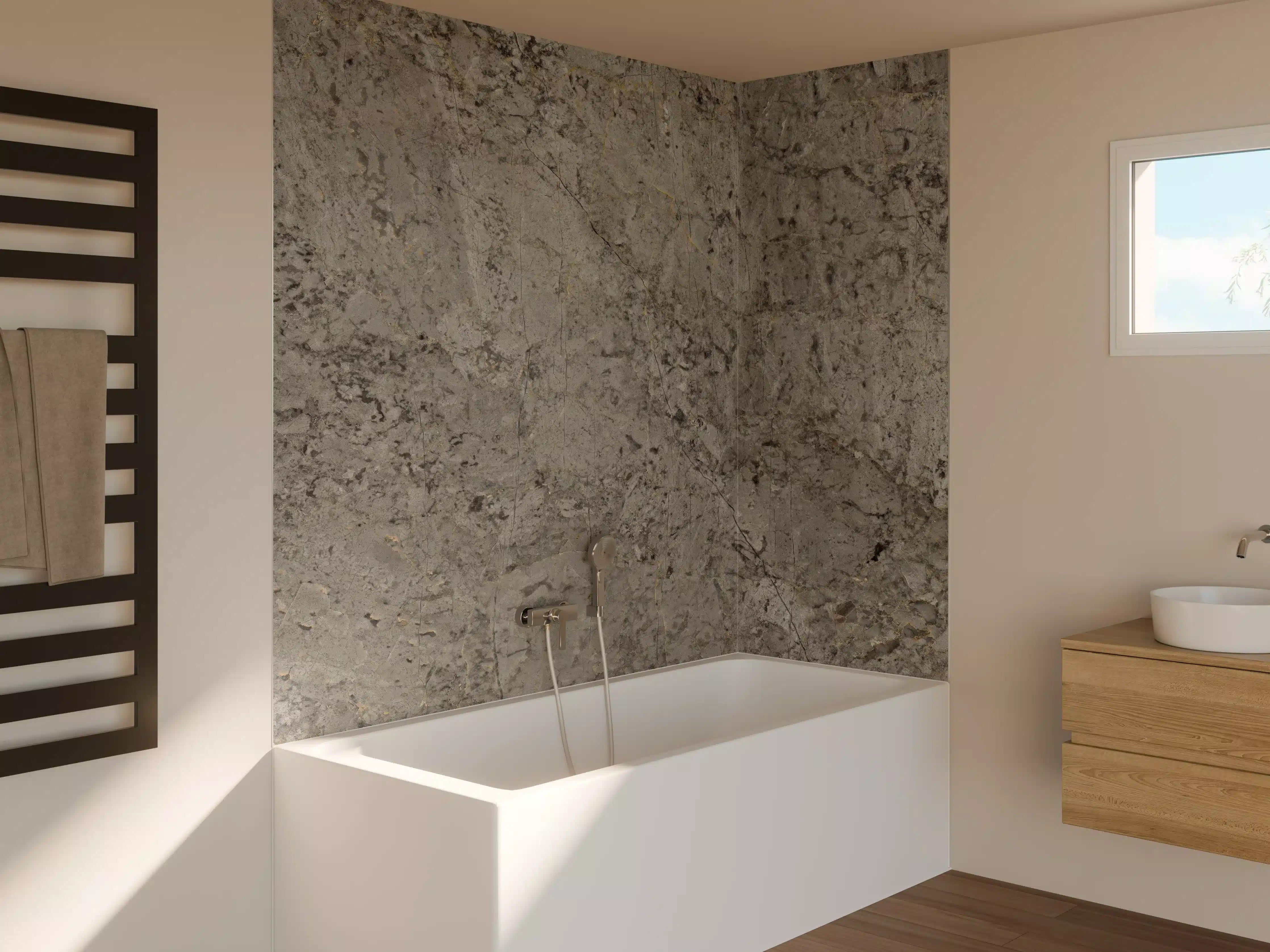 Badewannen-Rückwand - Graue Granit Textur