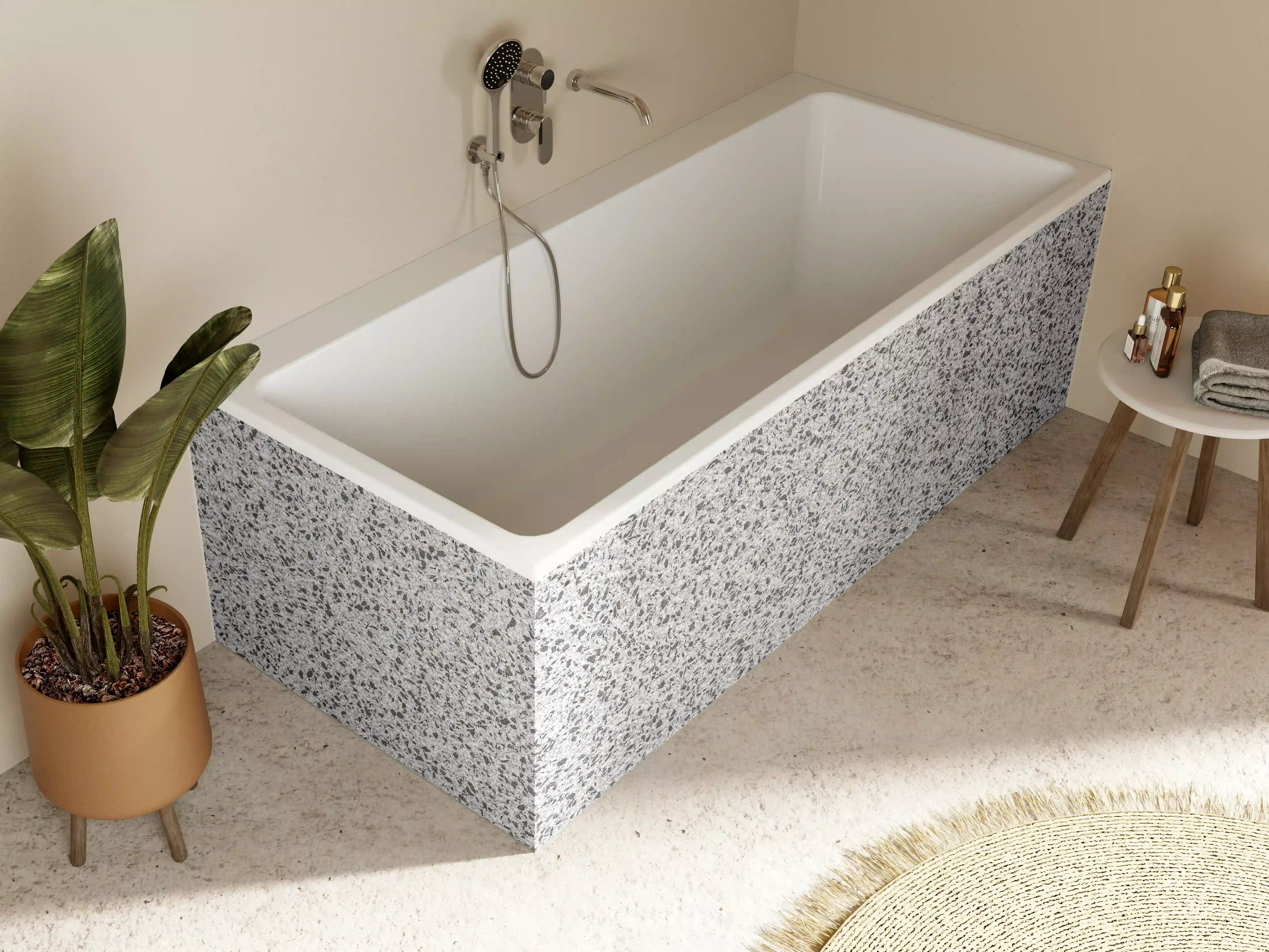 Badewannen-Rückwand - Graue Granit-Textur mit feinen Details