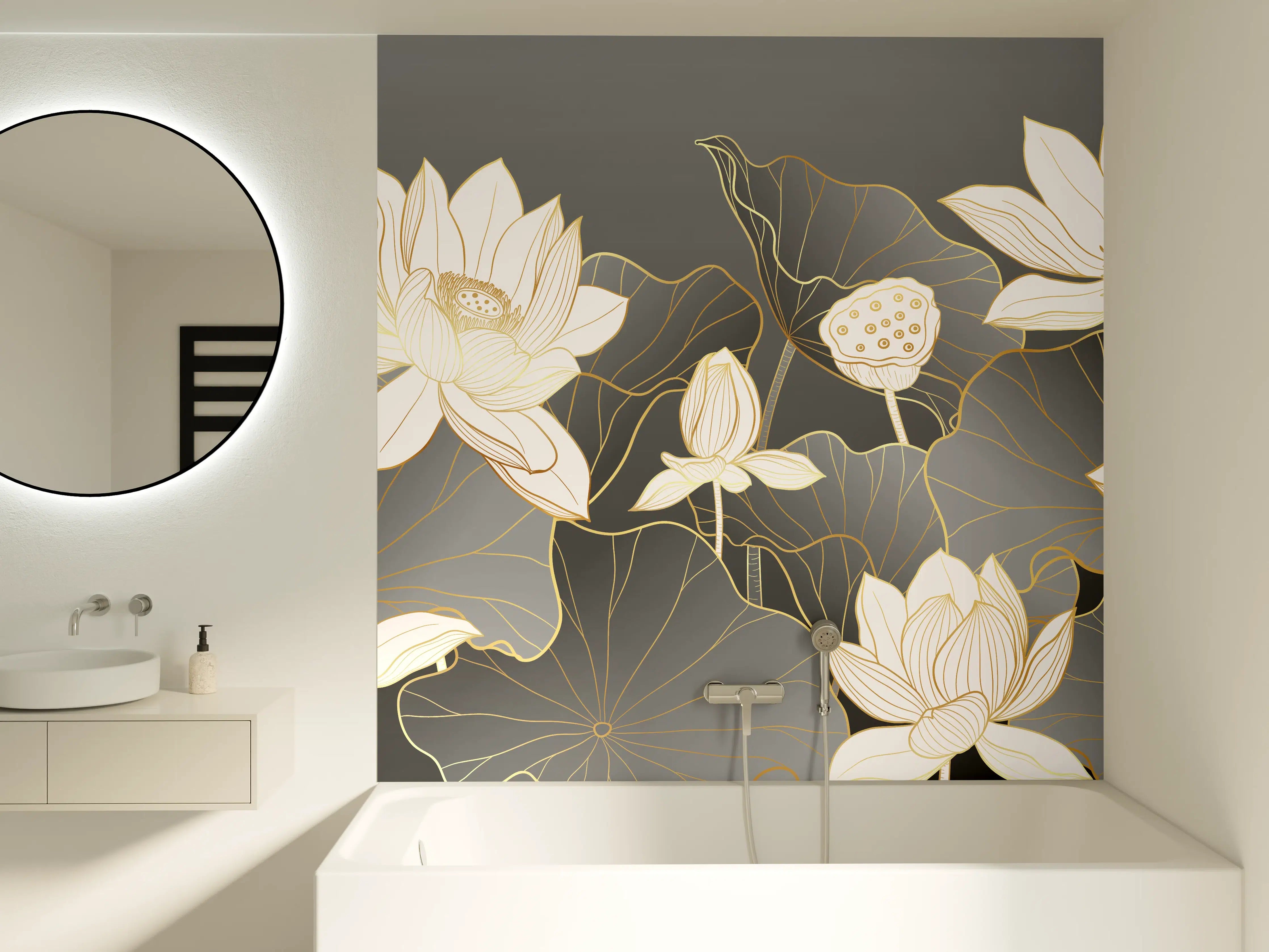 Badewannen-Rückwand - Graue Lotus im Schatten