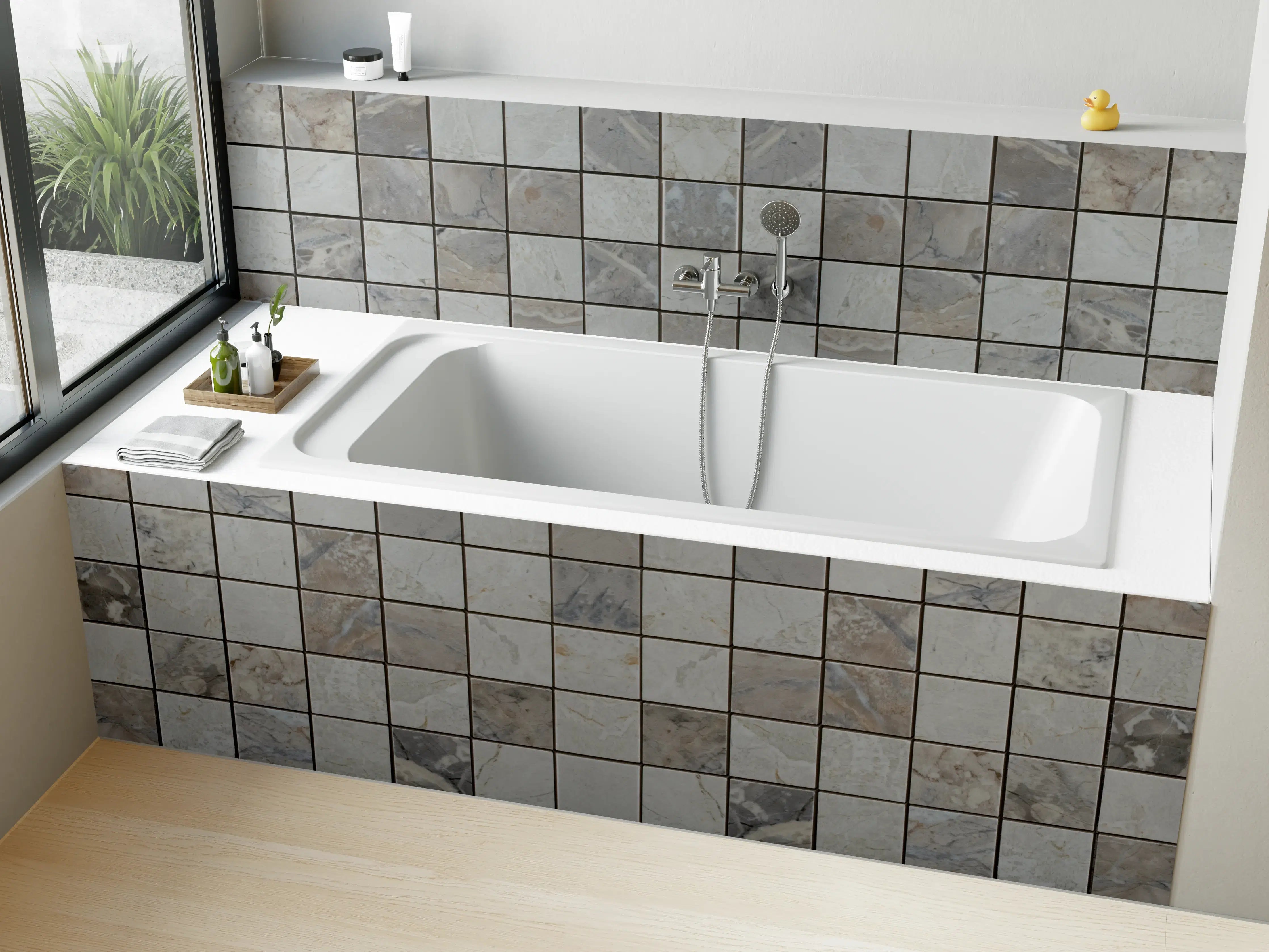 Badewannen-Rückwand - Graue Marmor-Textur mit feinen Details