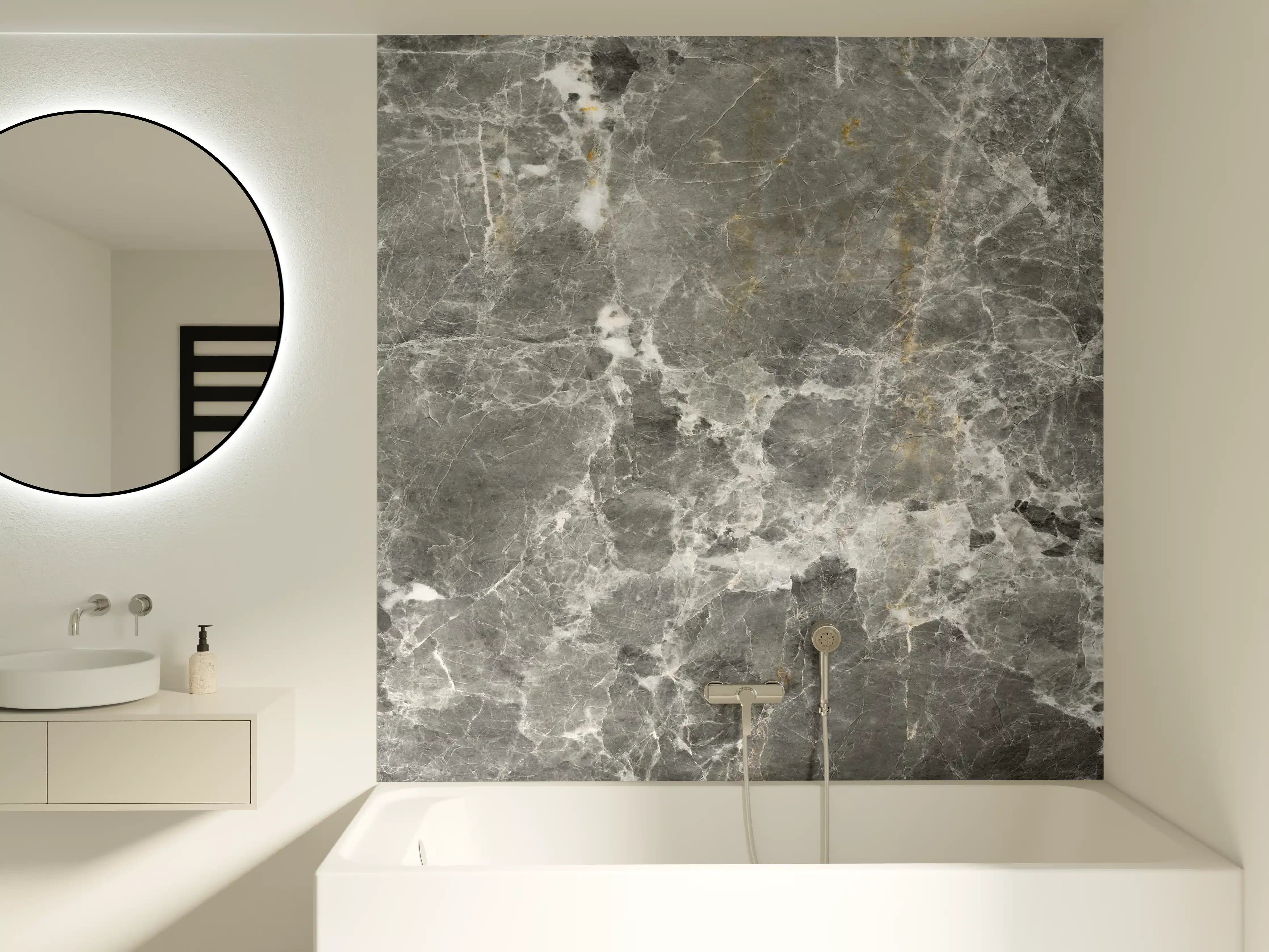 Badewannen-Rückwand - Graue Marmorstein Textur