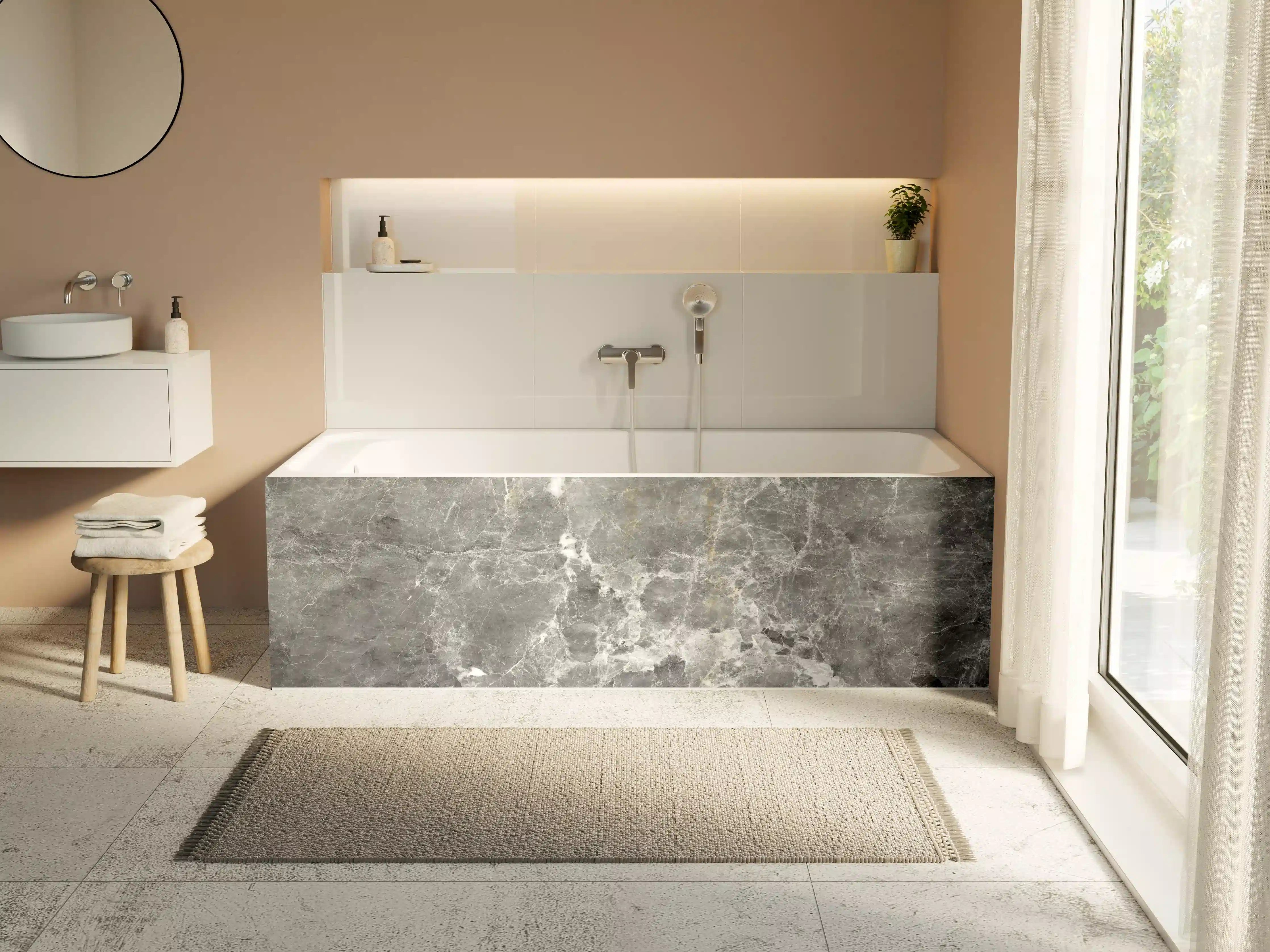 Badewannen-Rückwand - Graue Marmorstein Textur