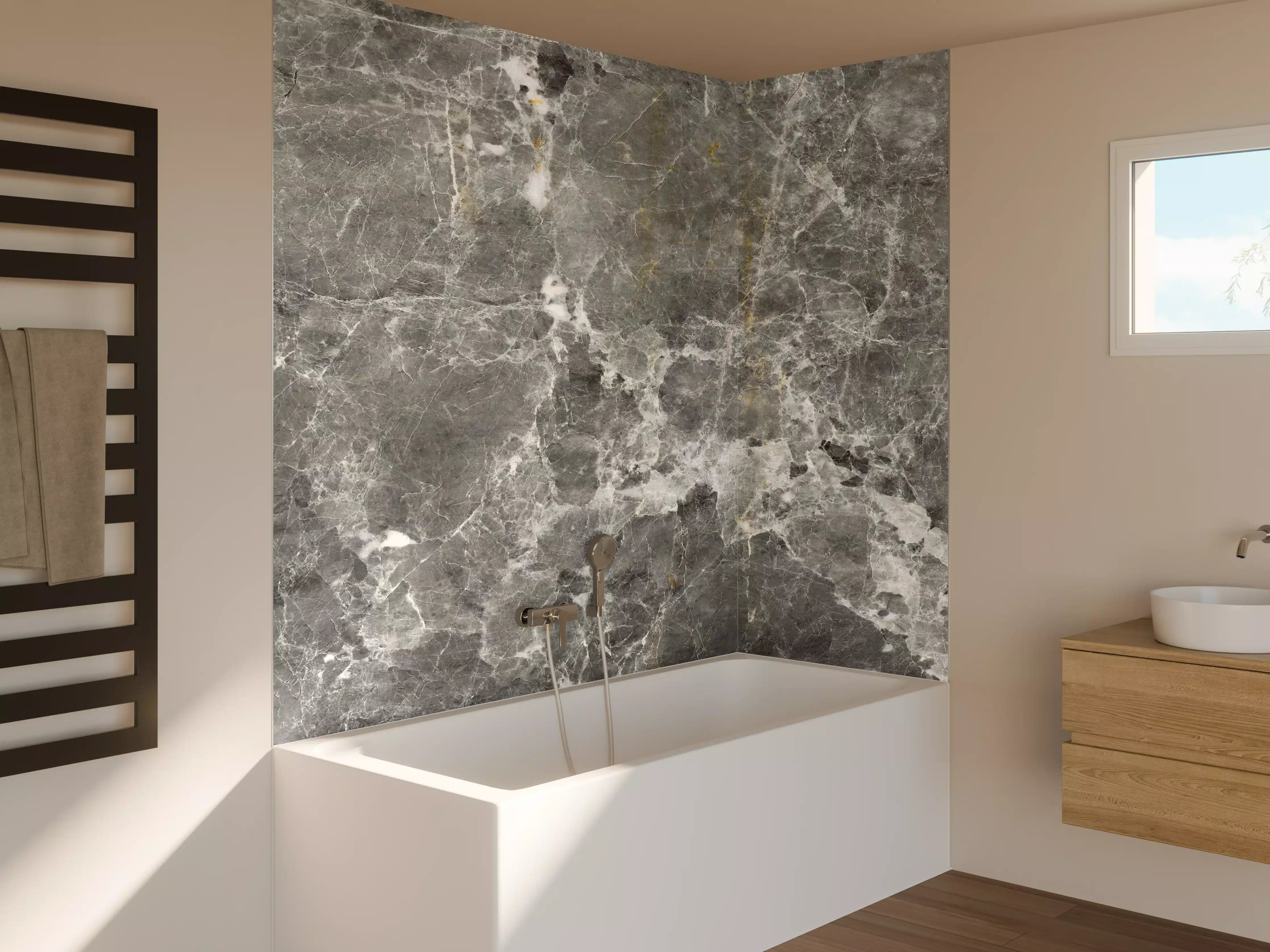 Badewannen-Rückwand - Graue Marmorstein Textur
