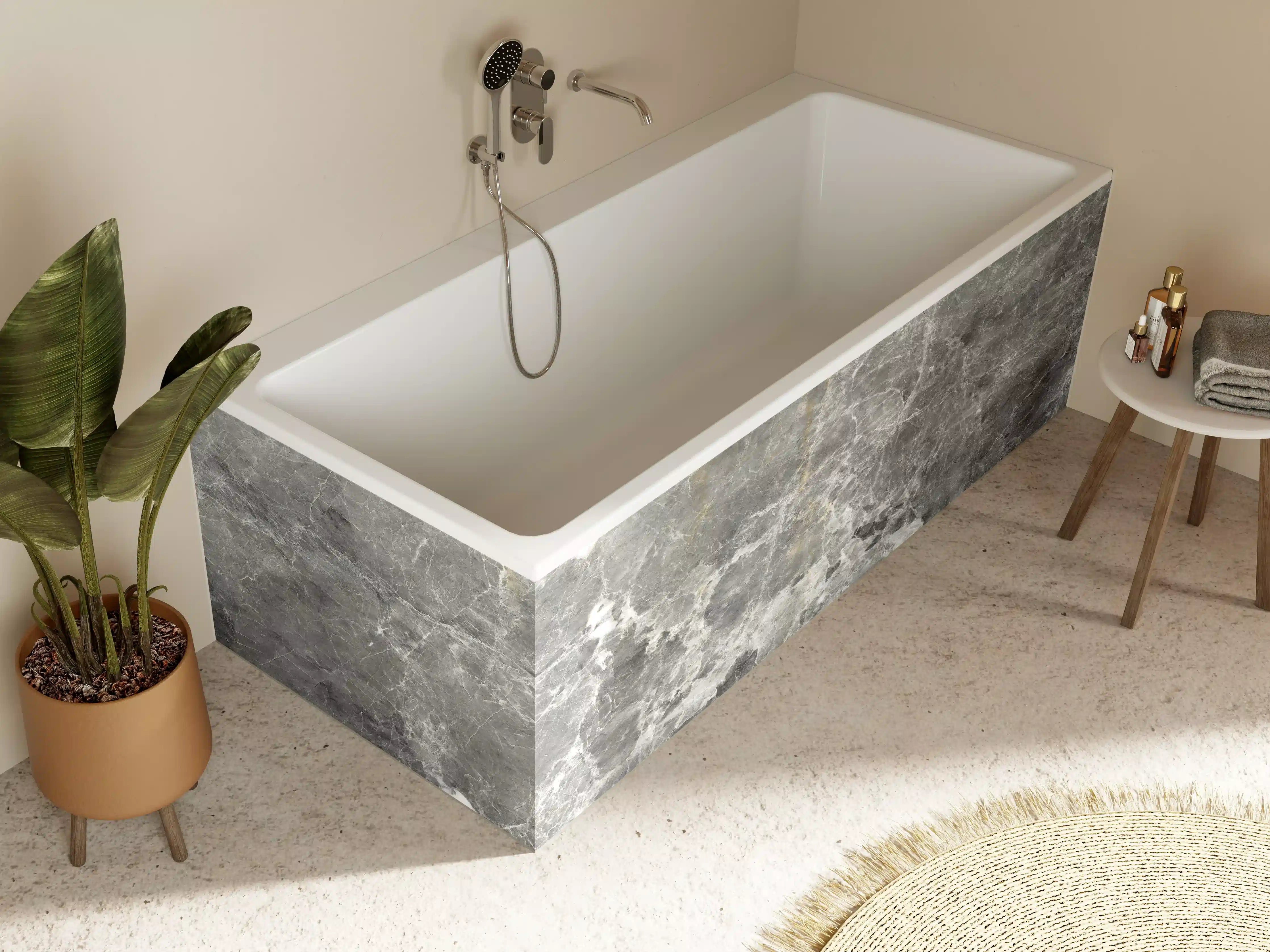 Badewannen-Rückwand - Graue Marmorstein Textur