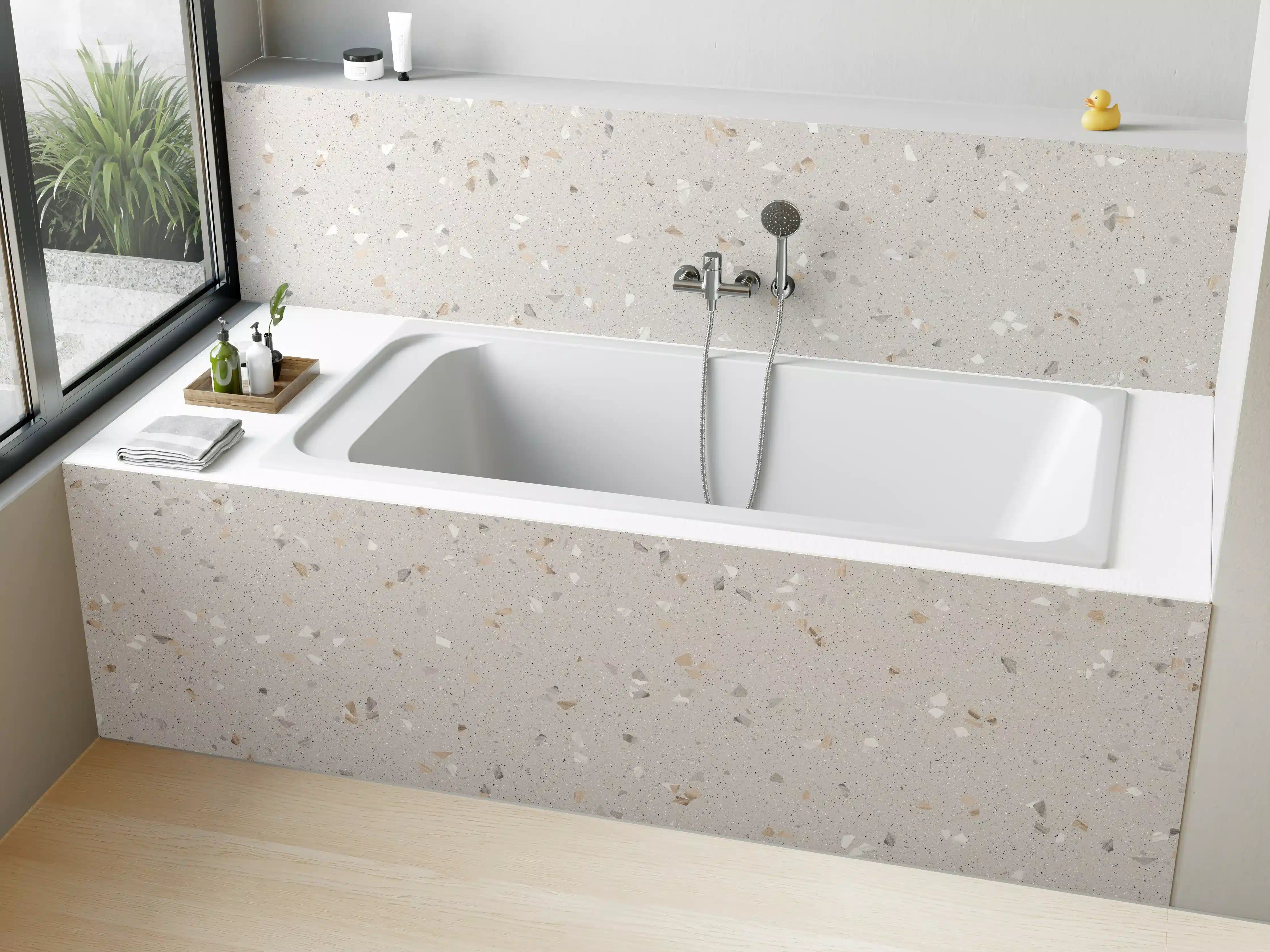 Badewannen-Rückwand - Graue Mosaiksteine 