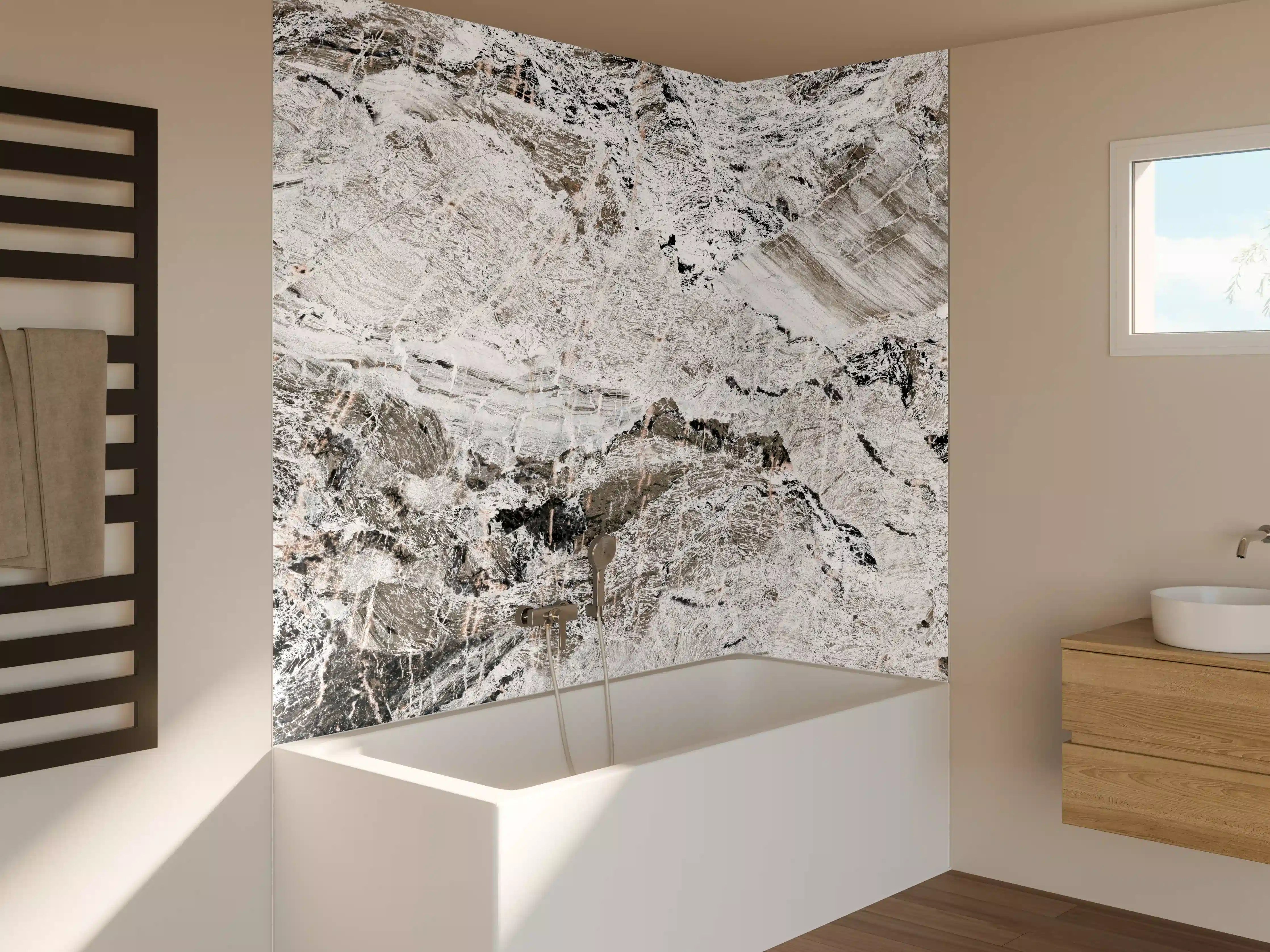 Badewannen-Rückwand - Graue abstrakte Marmor Stein Textur