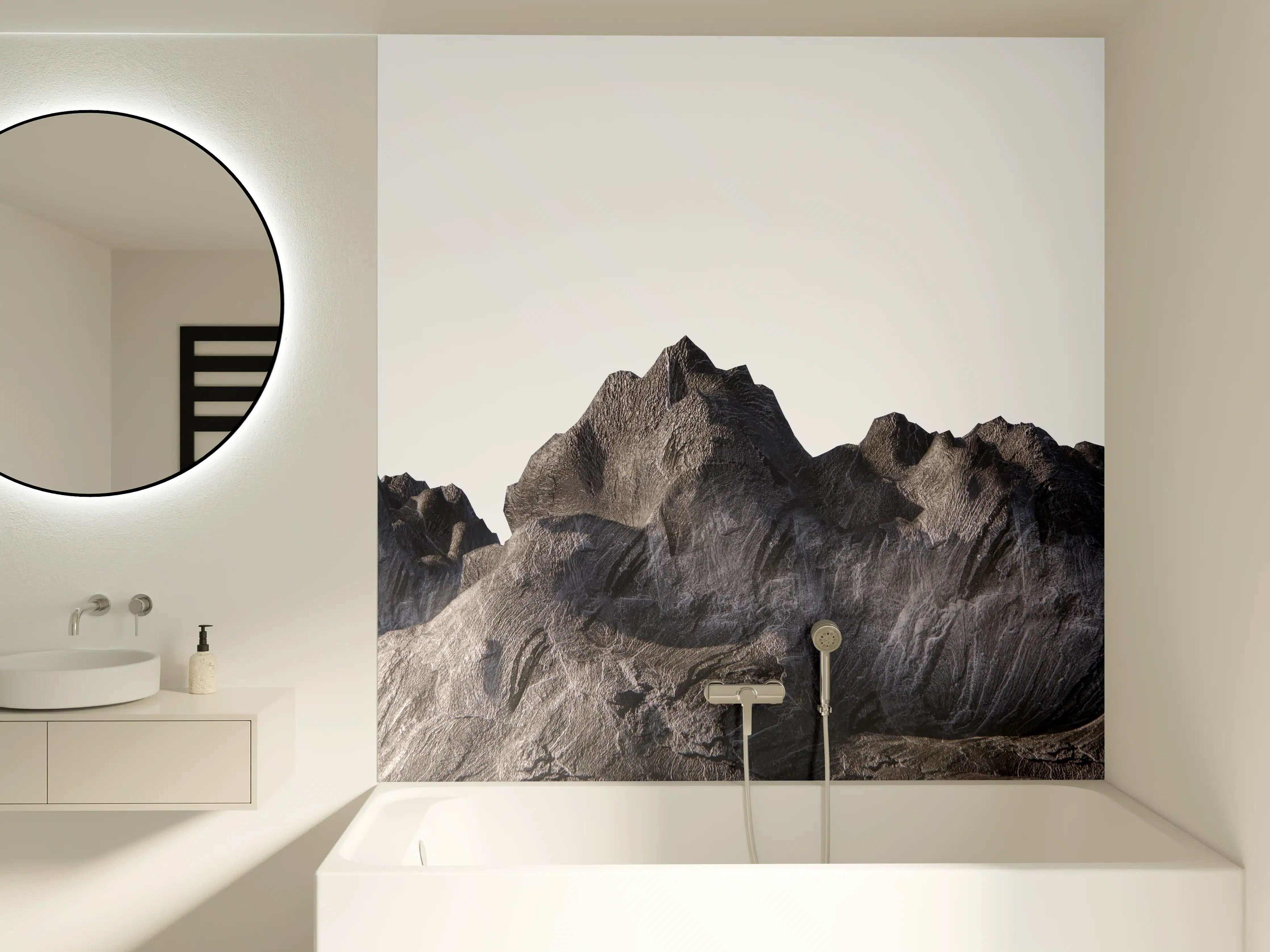 Badewannen-Rückwand - Grauer Gebirgslandschaft Ausschnitt