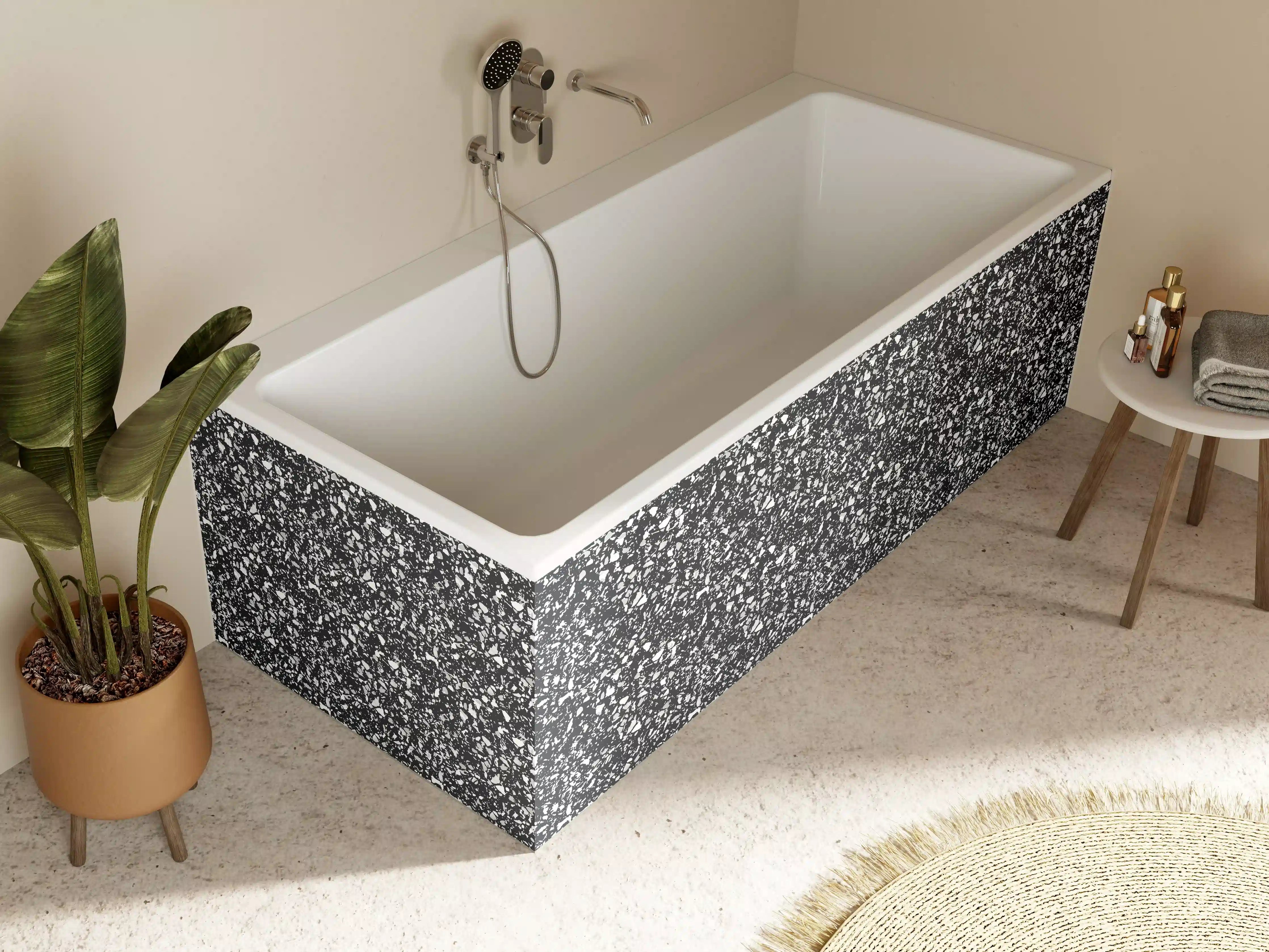 Badewannen-Rückwand - Grauer Marmor-Textur mit feiner Struktur