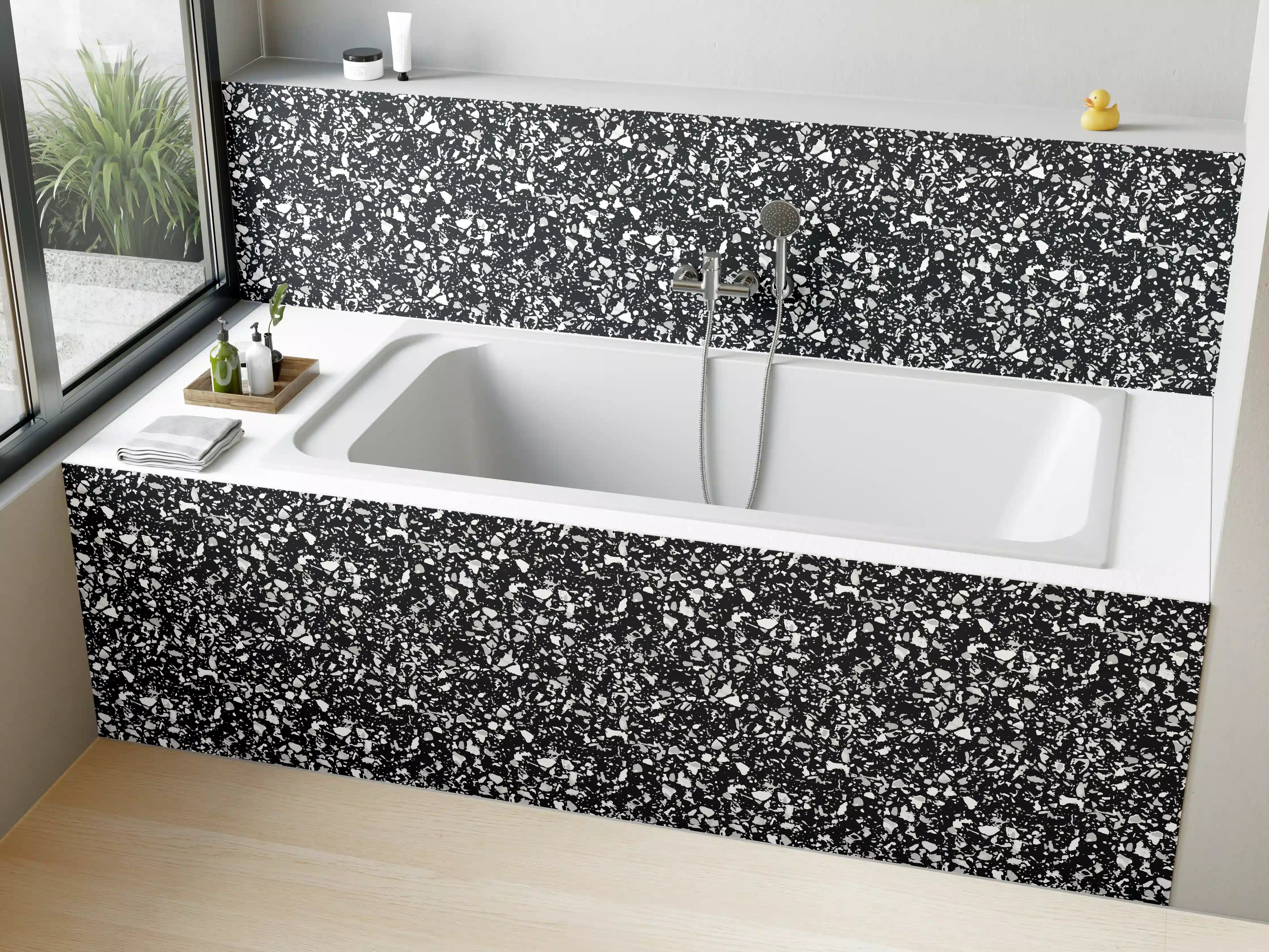 Badewannen-Rückwand - Grauer Marmor-Textur mit feiner Struktur