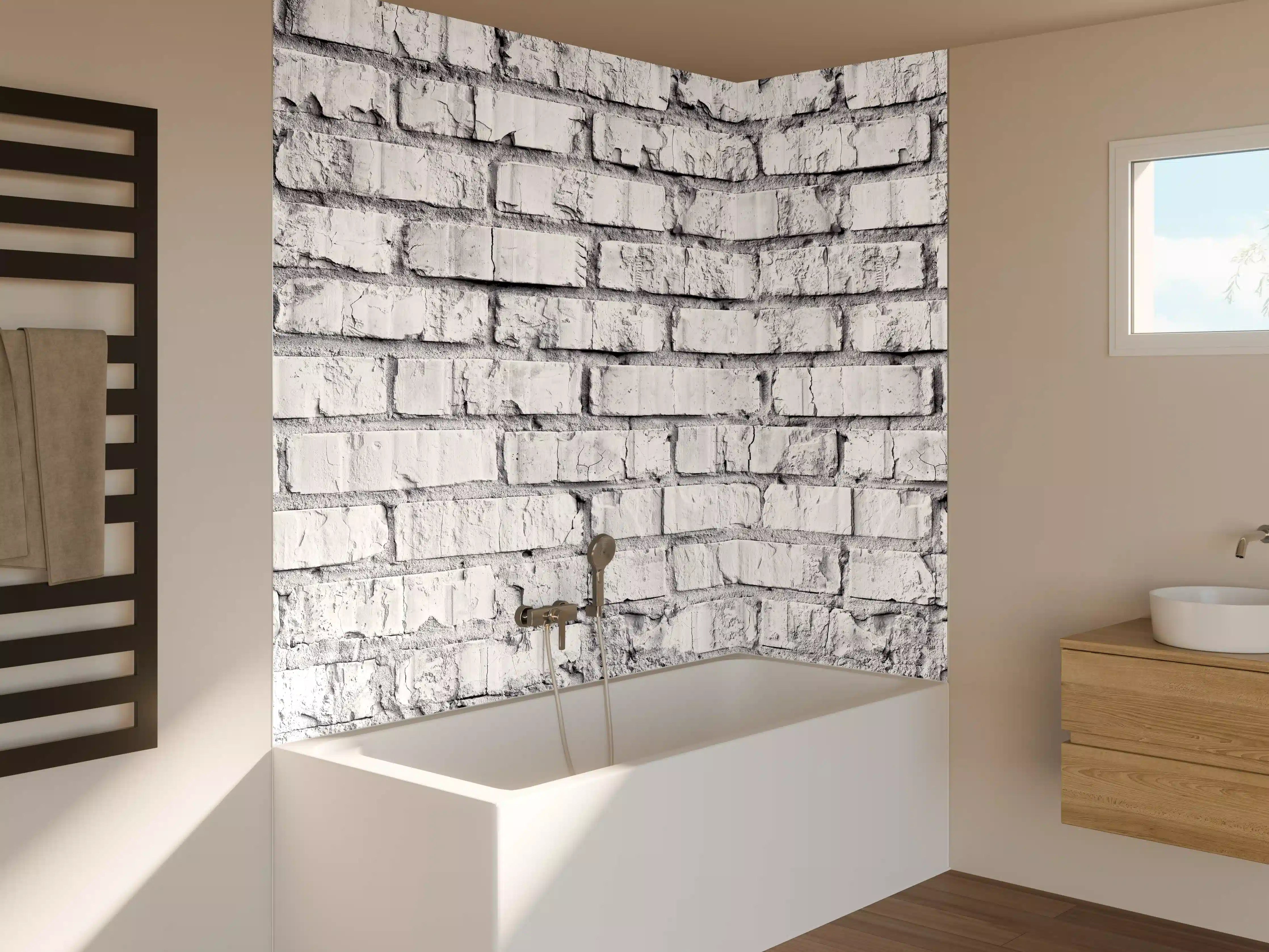 Badewannen-Rückwand - Grauer Ziegelmauer mit Textur