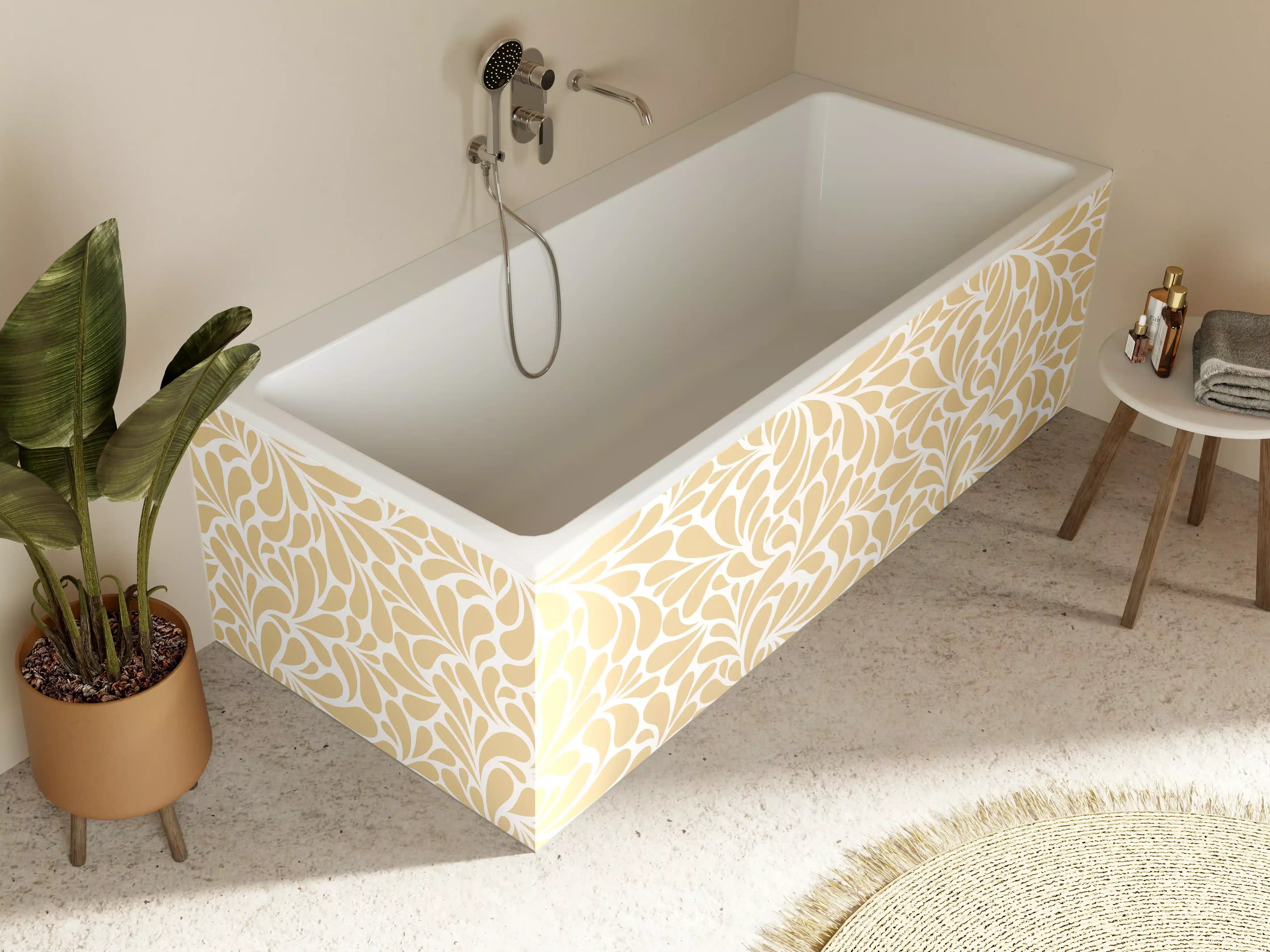 Badewannen-Rückwand - Graues Blattmuster Textur