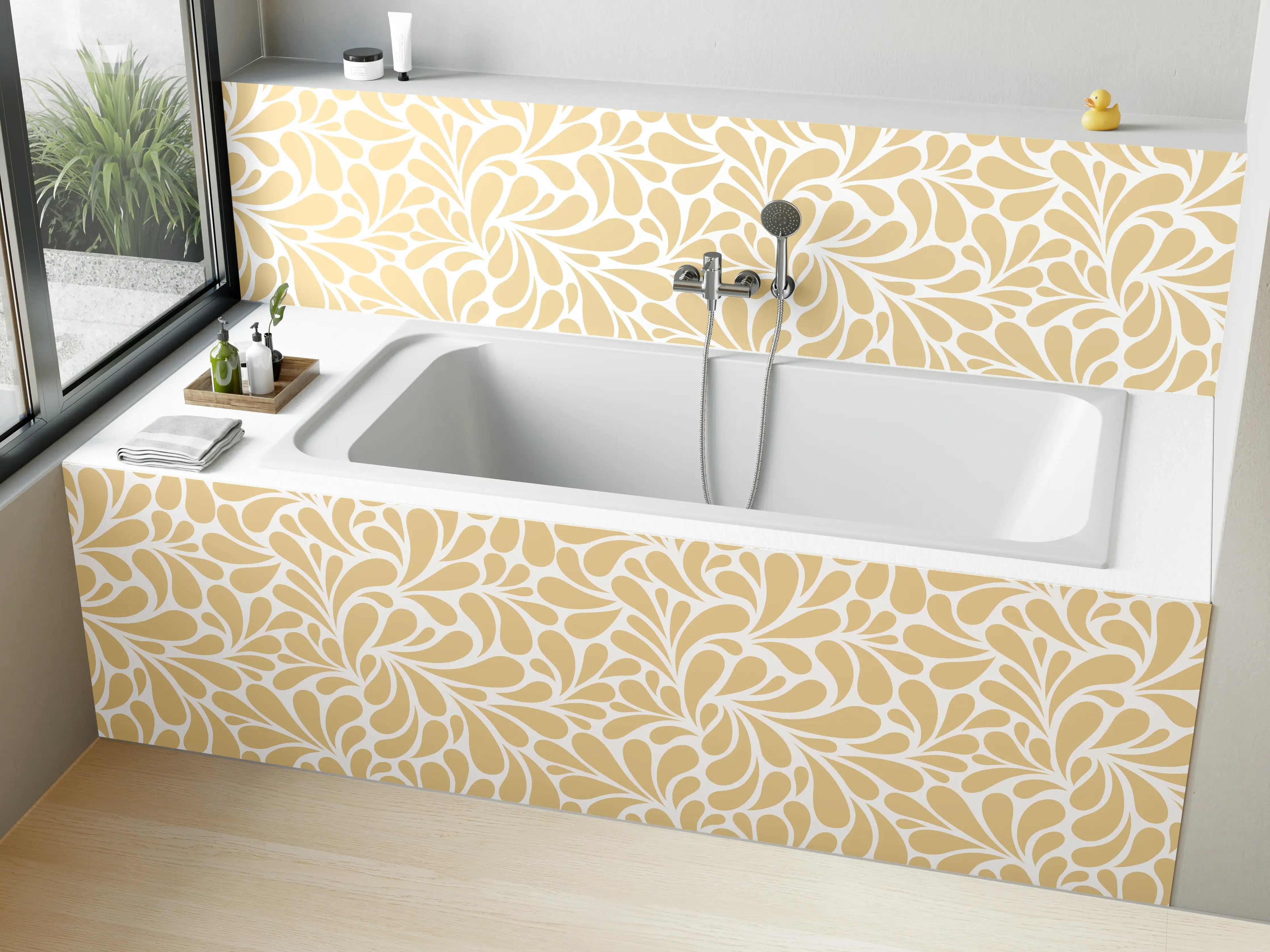 Badewannen-Rückwand - Graues Blattmuster Textur