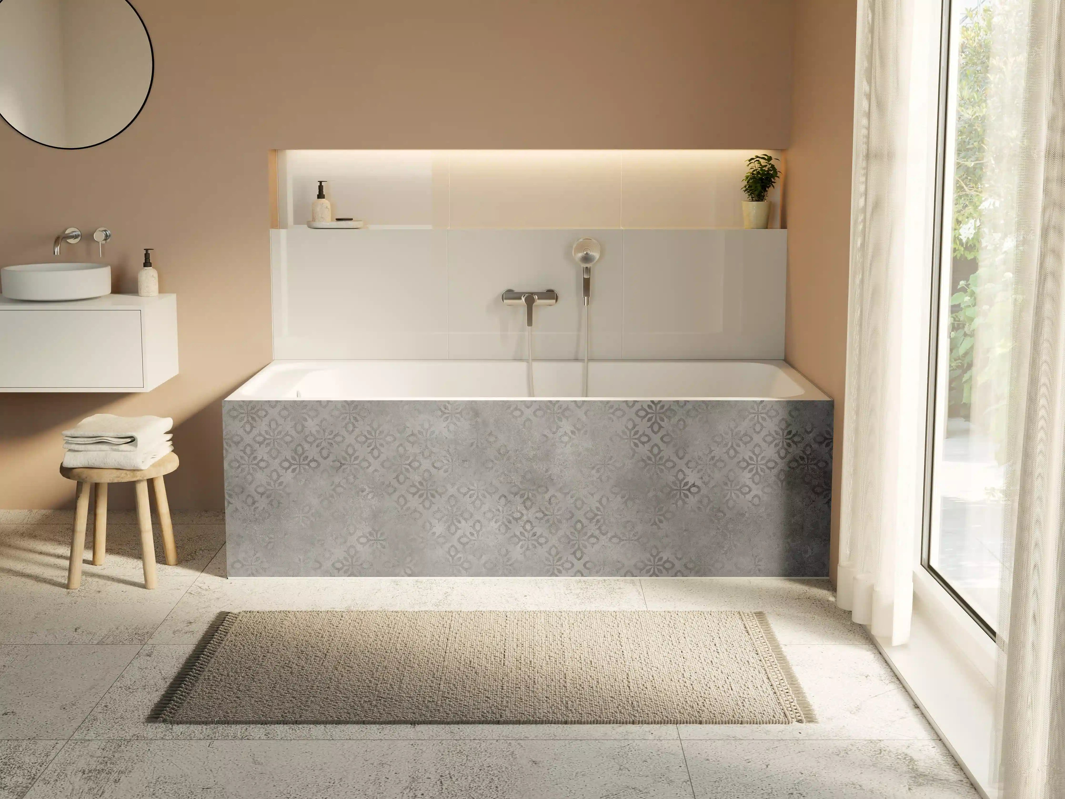 Badewannen-Rückwand - Graues Ornament Muster 