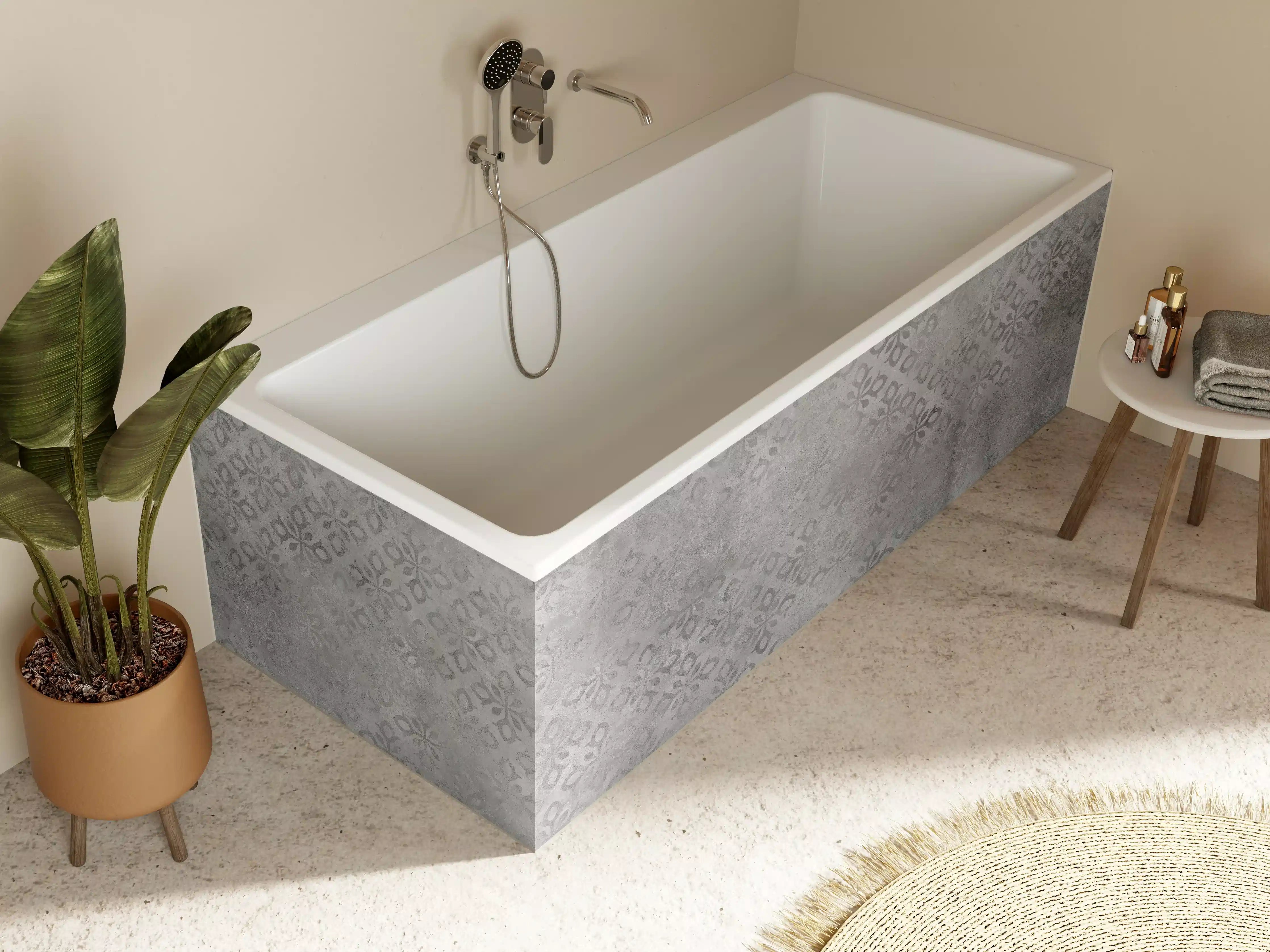 Badewannen-Rückwand - Graues Ornament Muster 