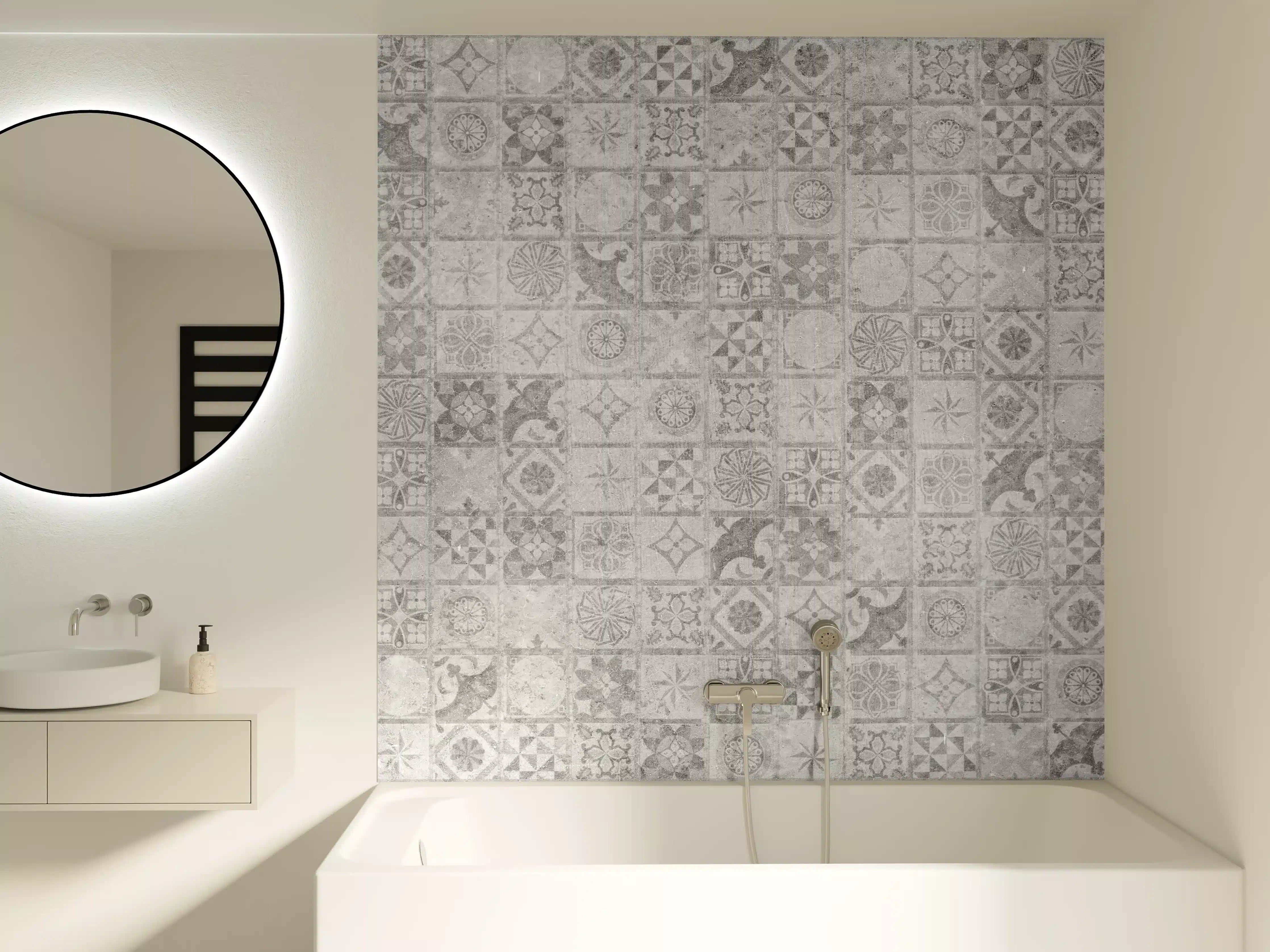 Badewannen-Rückwand - Graues weißes Mosaikmotiv