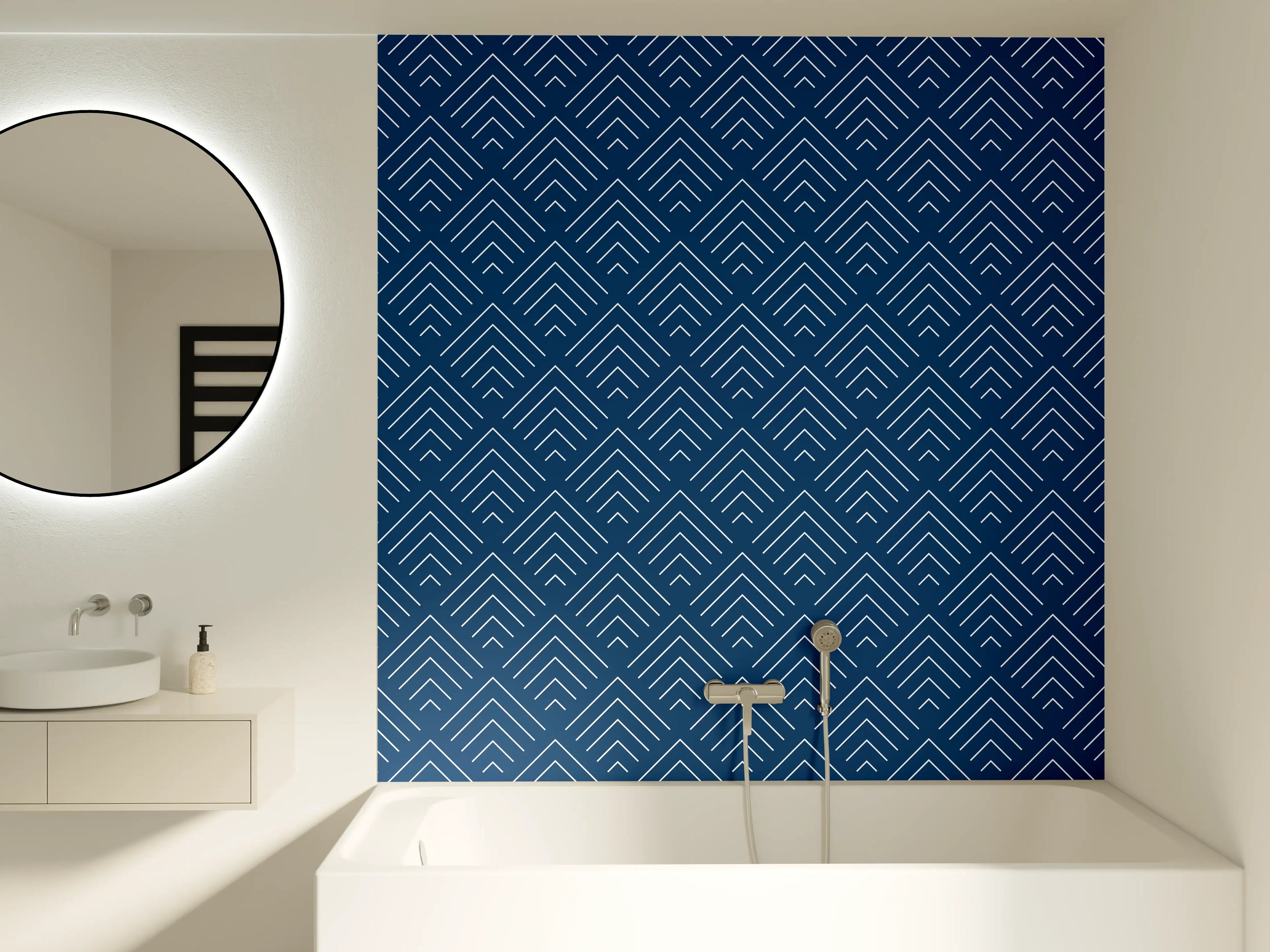 Badewannen-Rückwand - Graufarbene Geometrie