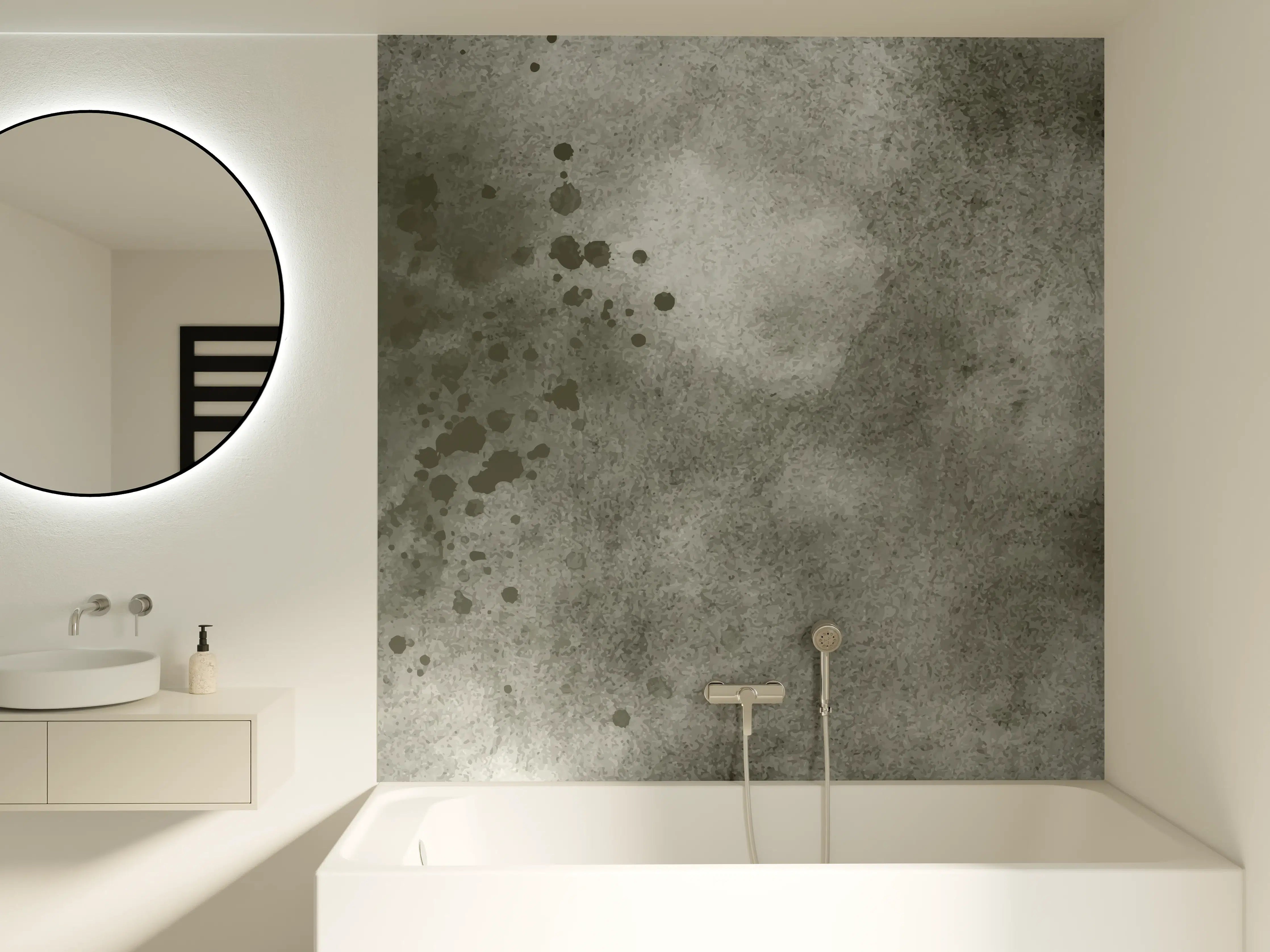 Badewannen-Rückwand - Grauschattierter Aquarellhintergrund