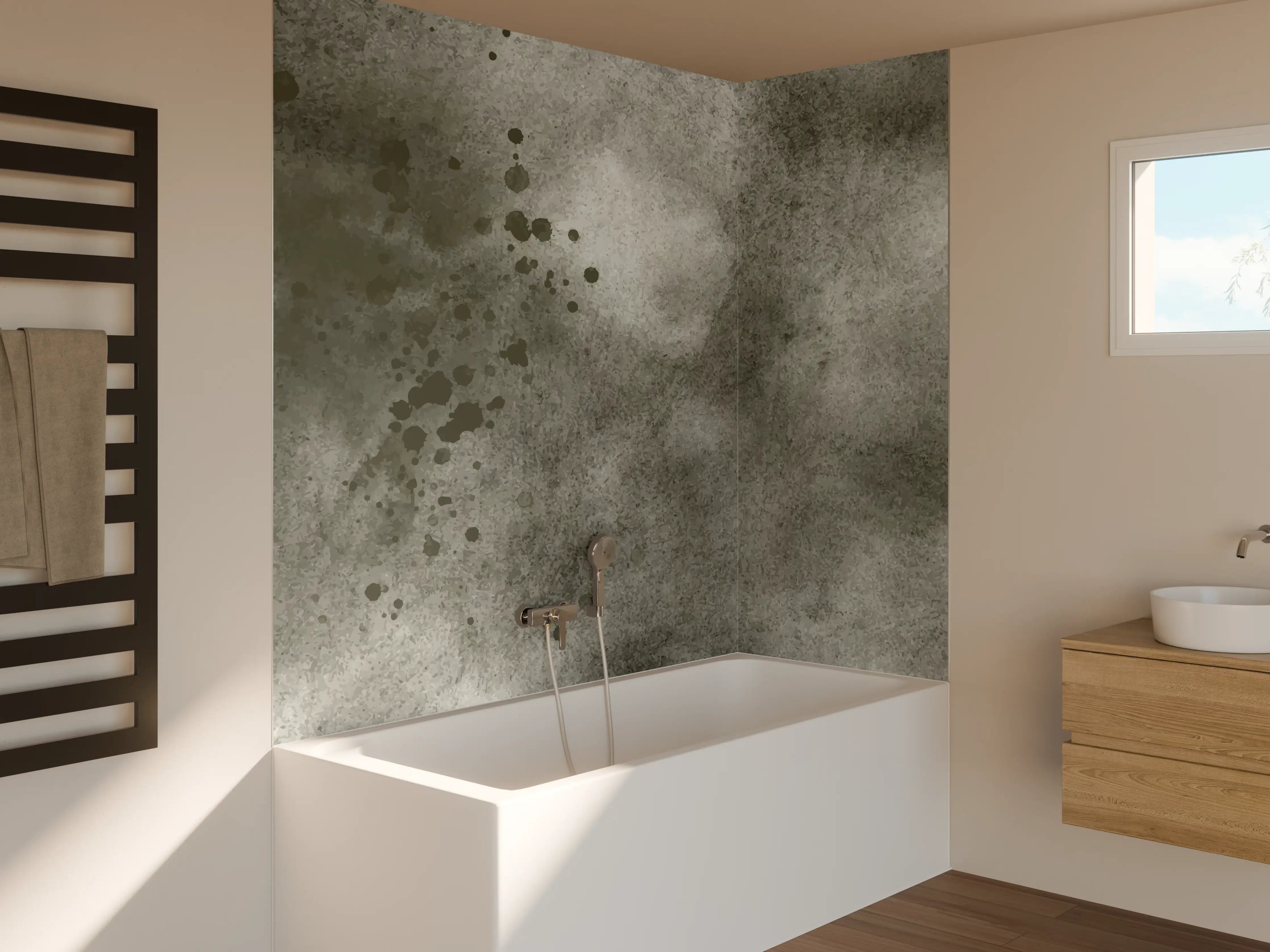 Badewannen-Rückwand - Grauschattierter Aquarellhintergrund