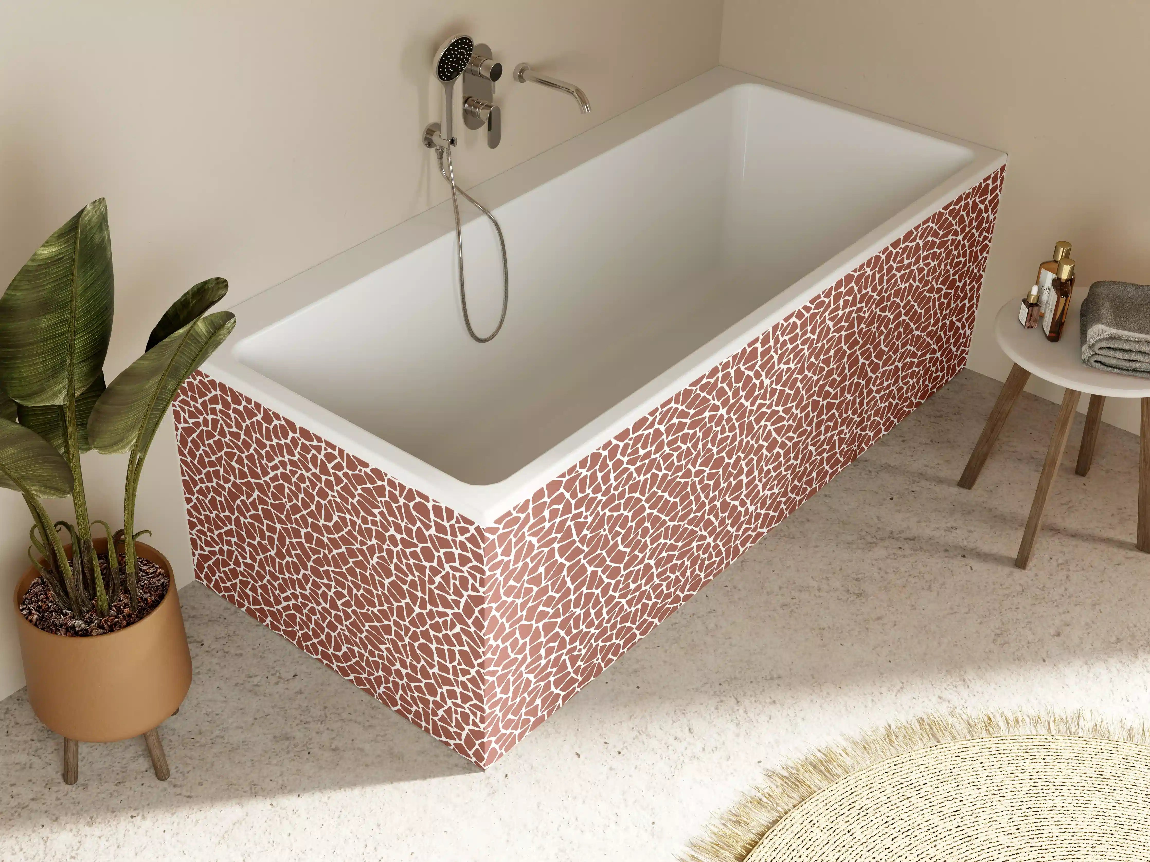 Badewannen-Rückwand - Grauschimmer Mosaik-Design