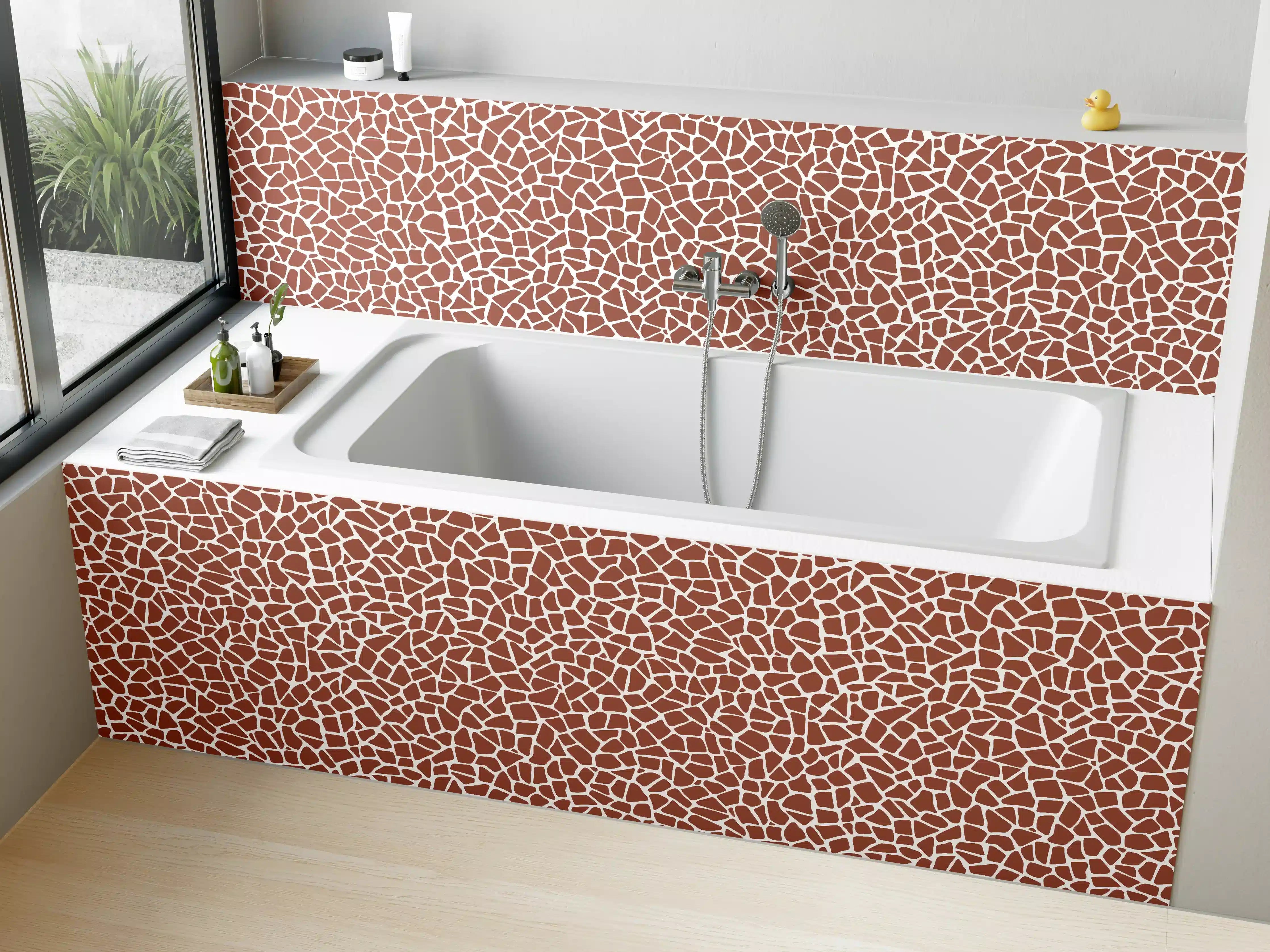 Badewannen-Rückwand - Grauschimmer Mosaik-Design