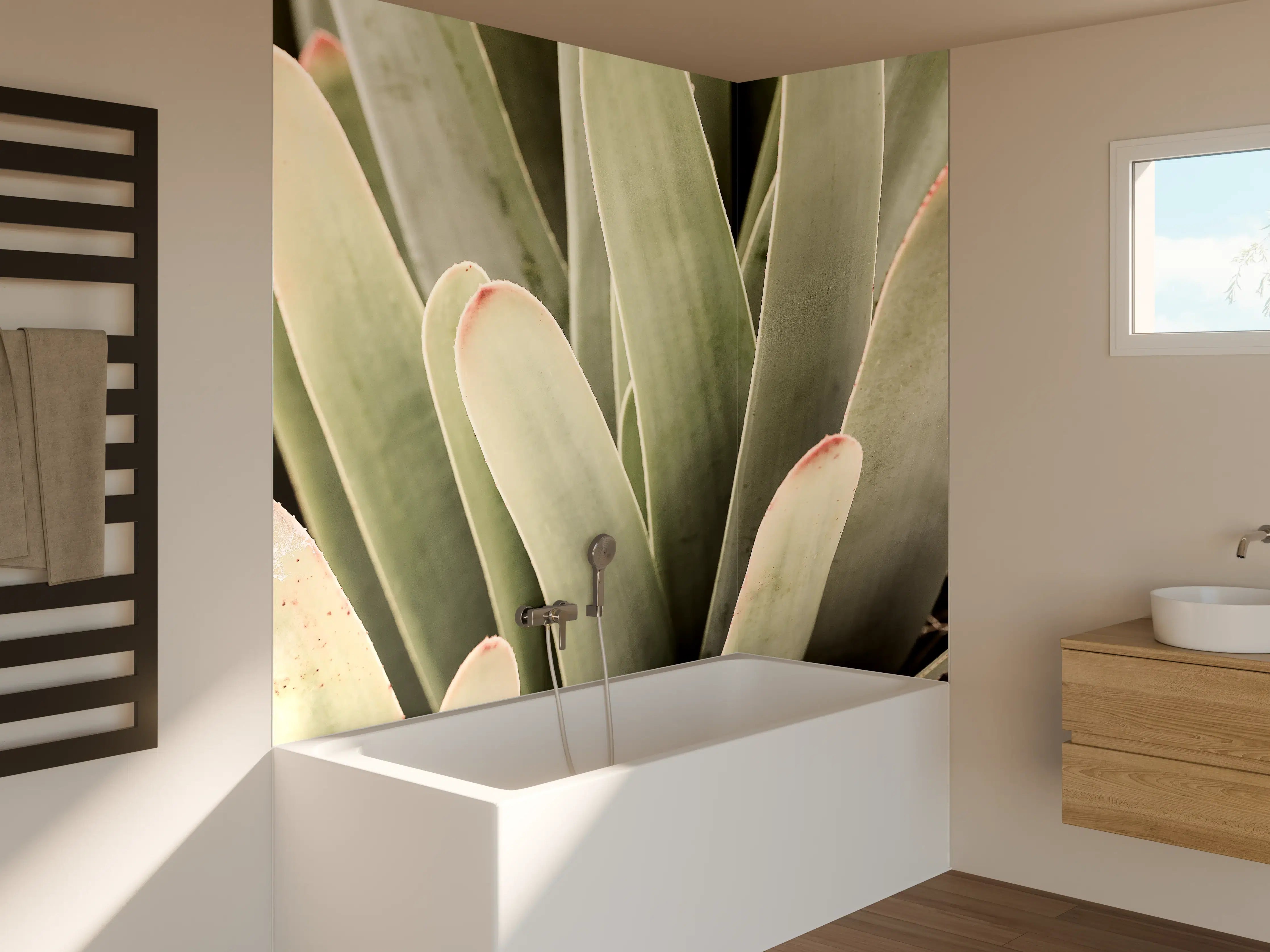 Badewannen-Rückwand - Grüne Aloe-Vera-Textur