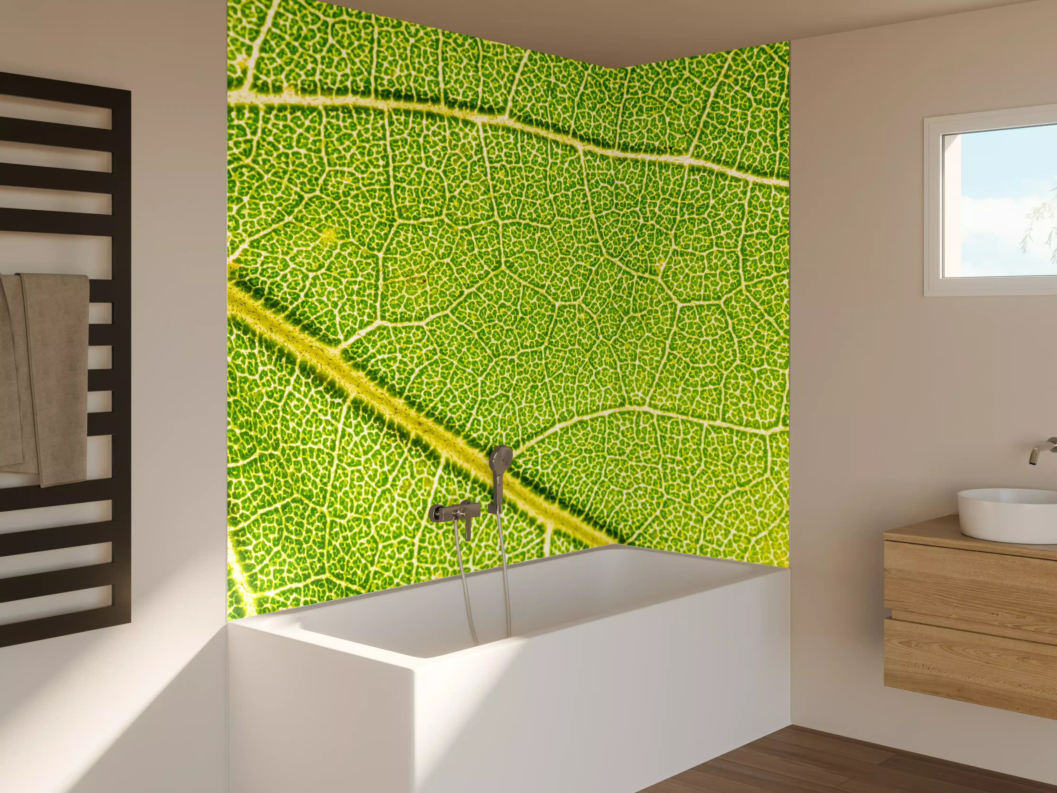 Badewannen-Rückwand - Grüne Blatt Makro Textur