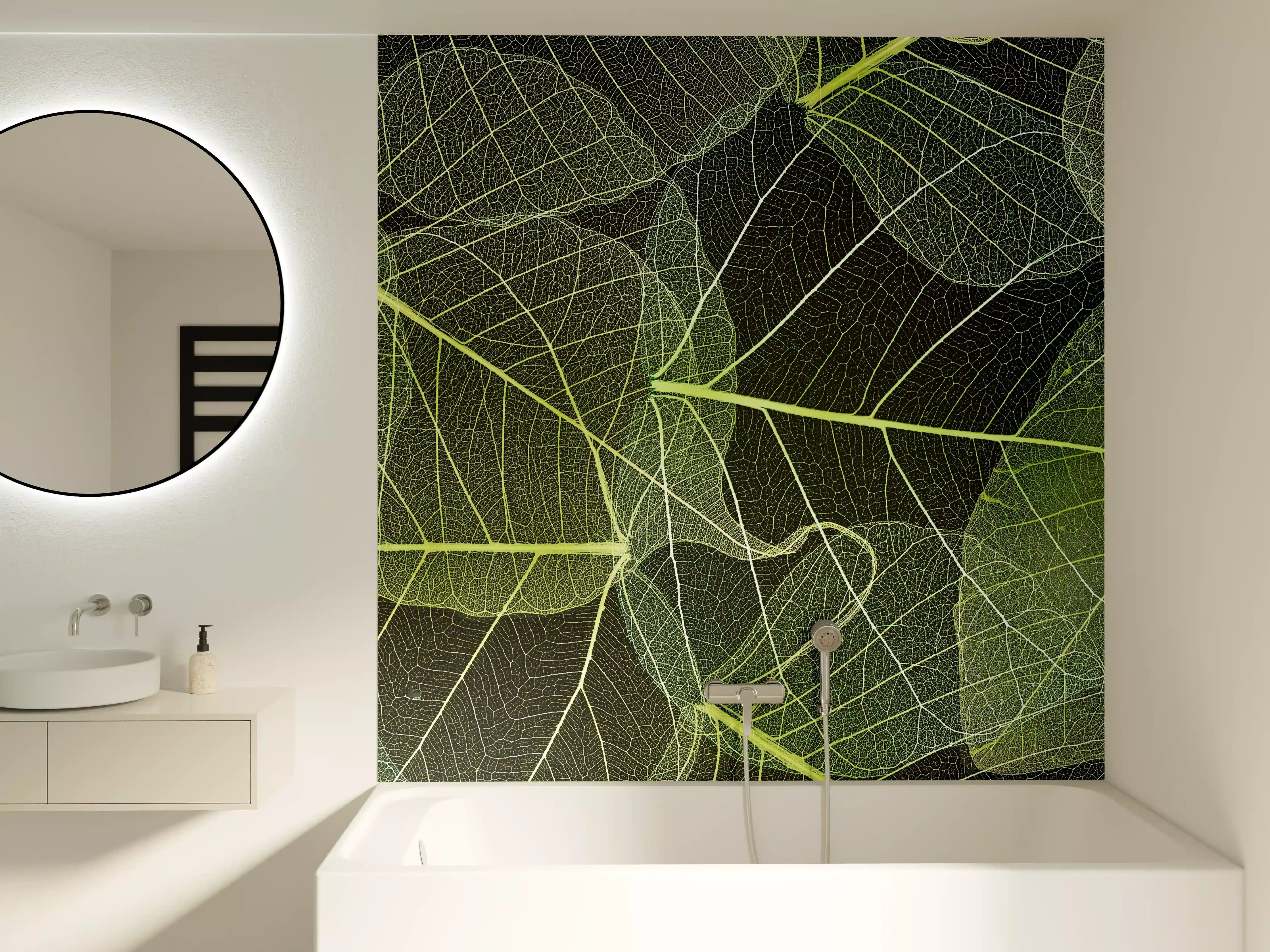 Badewannen-Rückwand - Grüne Blattstruktur Makrofoto