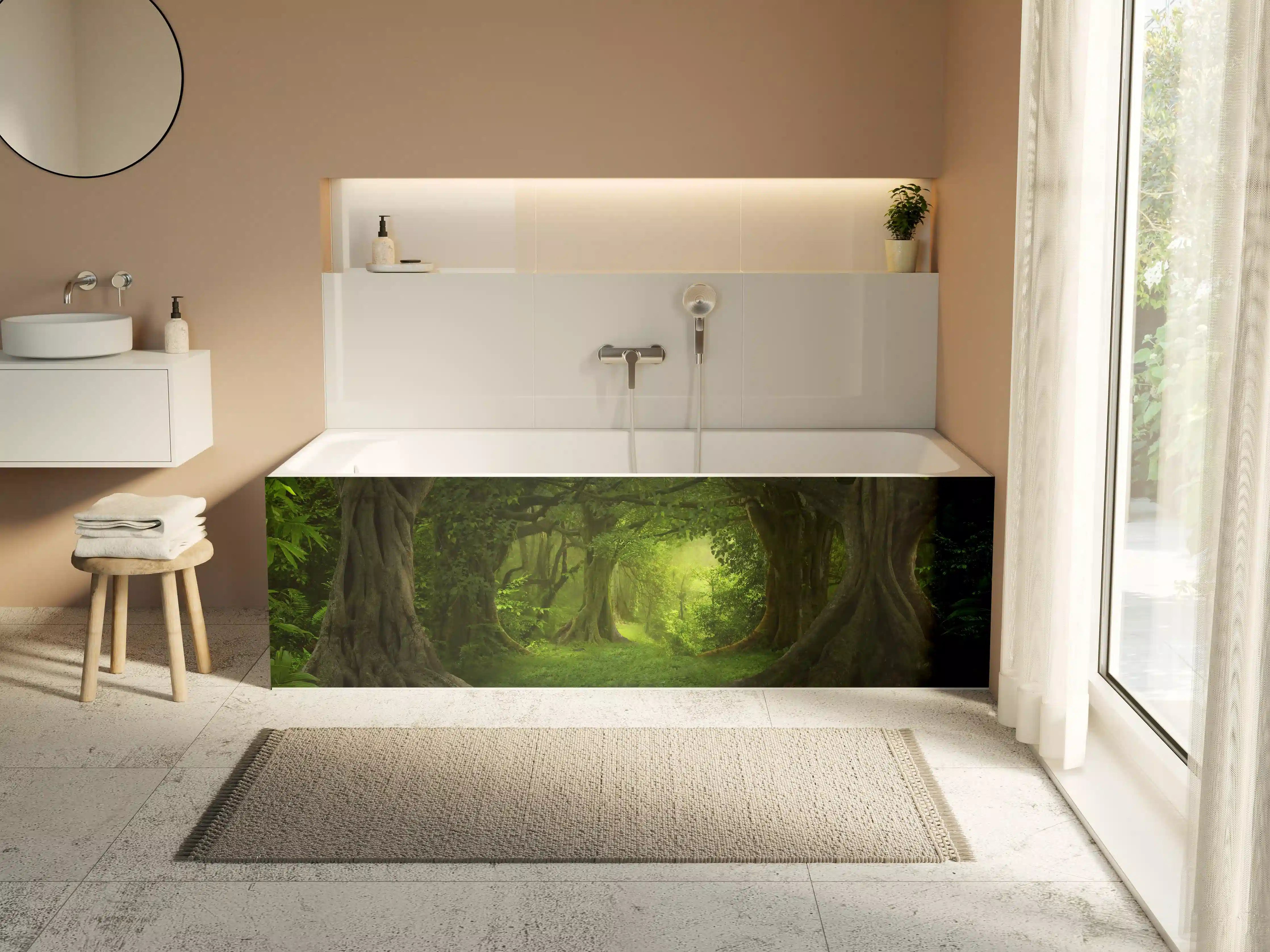 Badewannen-Rückwand - Grüne Dschungel Lichtung Panorama