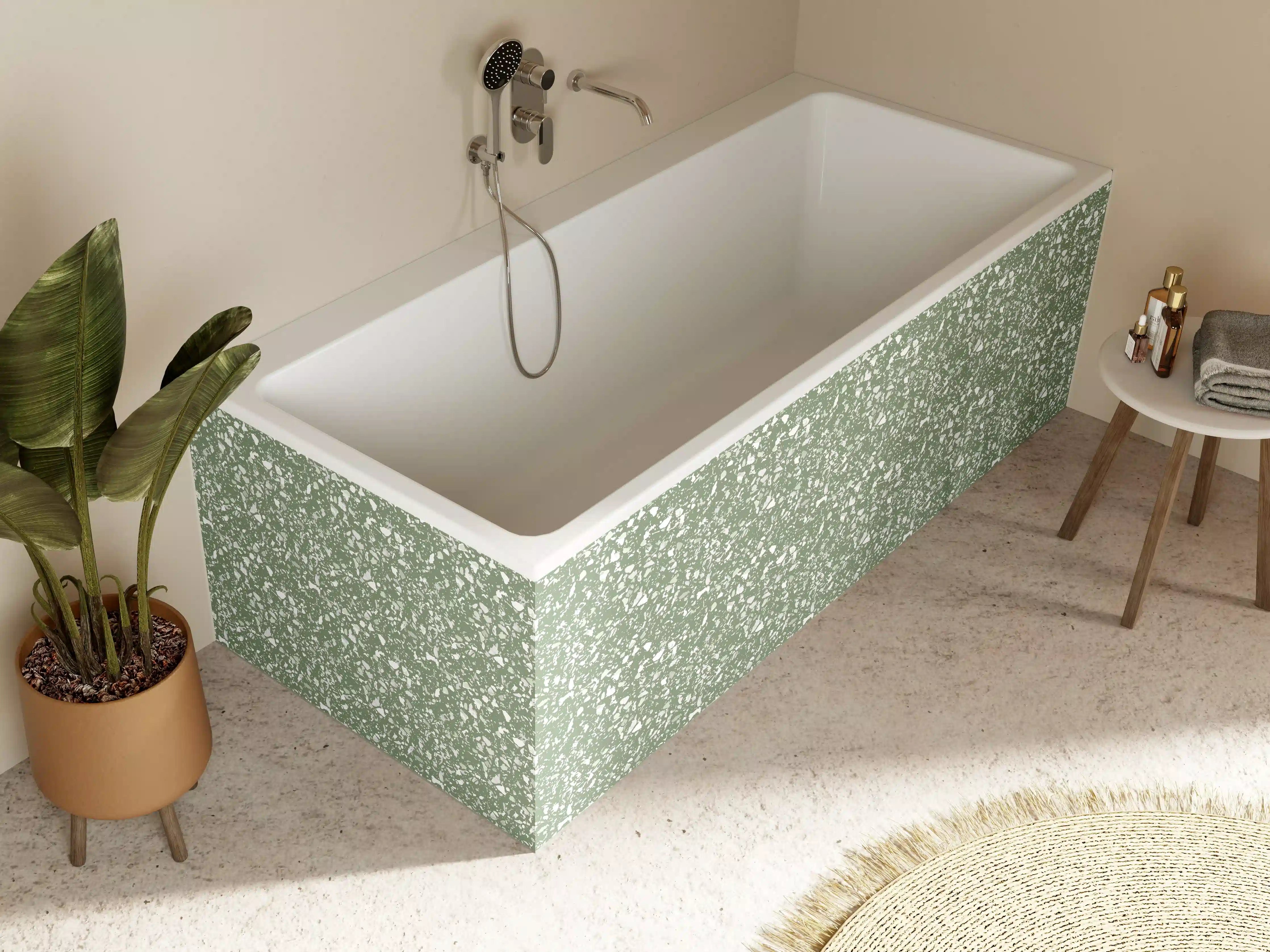 Badewannen-Rückwand - Grüner Sand mit weißen Flecken