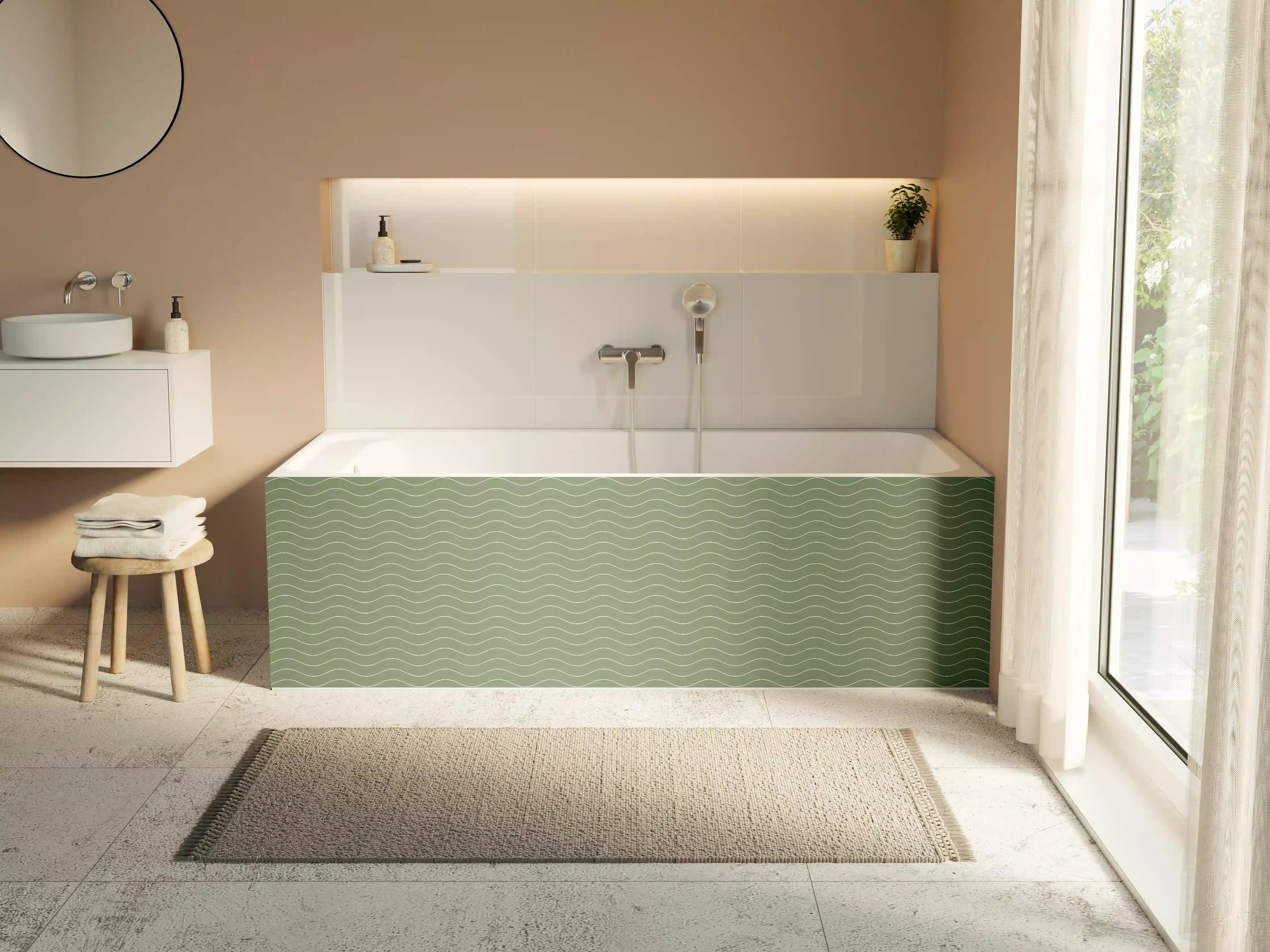 Badewannen-Rückwand - Grünes Wellenmuster mit eleganter Struktur