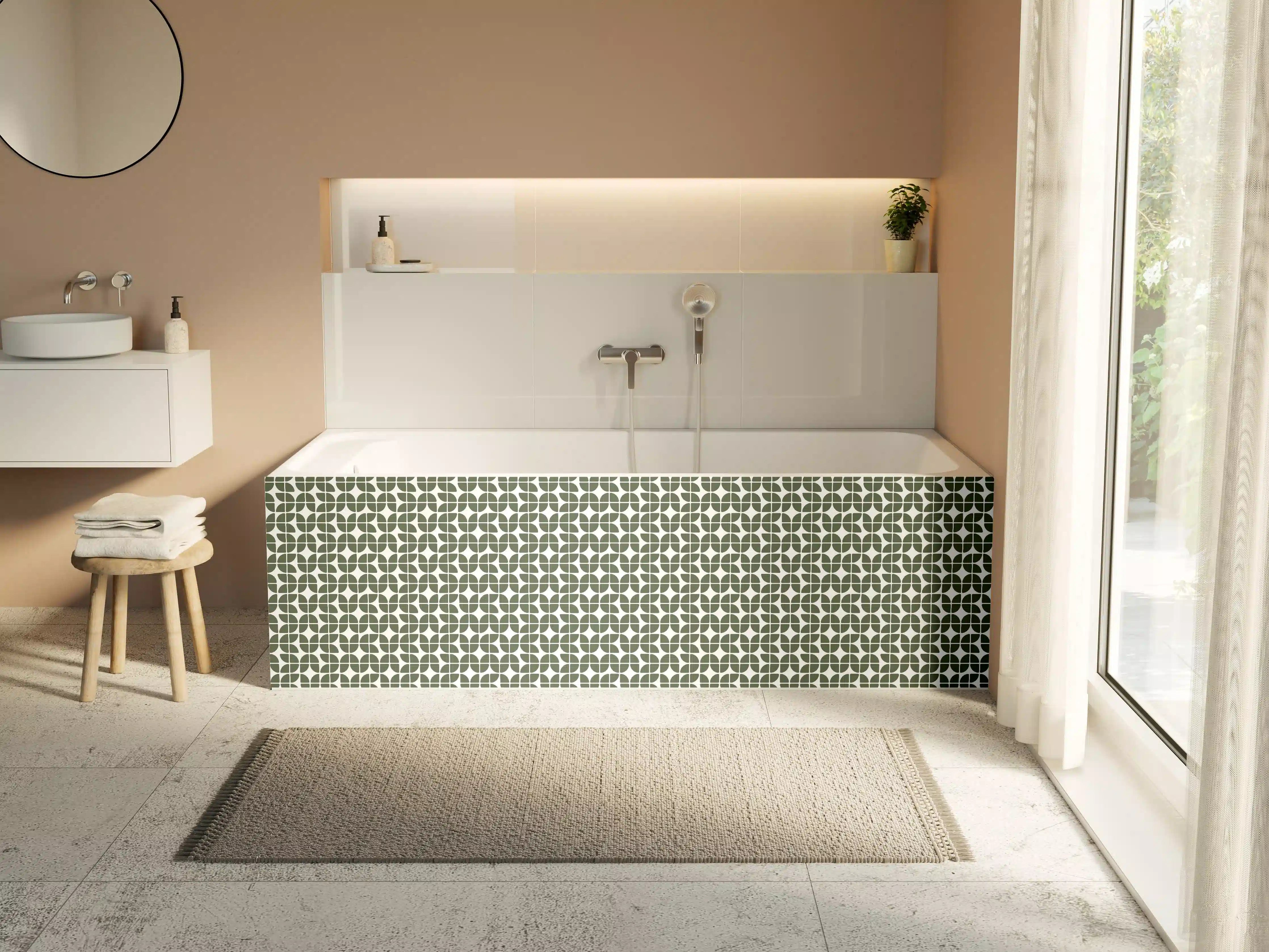 Badewannen-Rückwand - Grünes geometrisches Mustermotiv