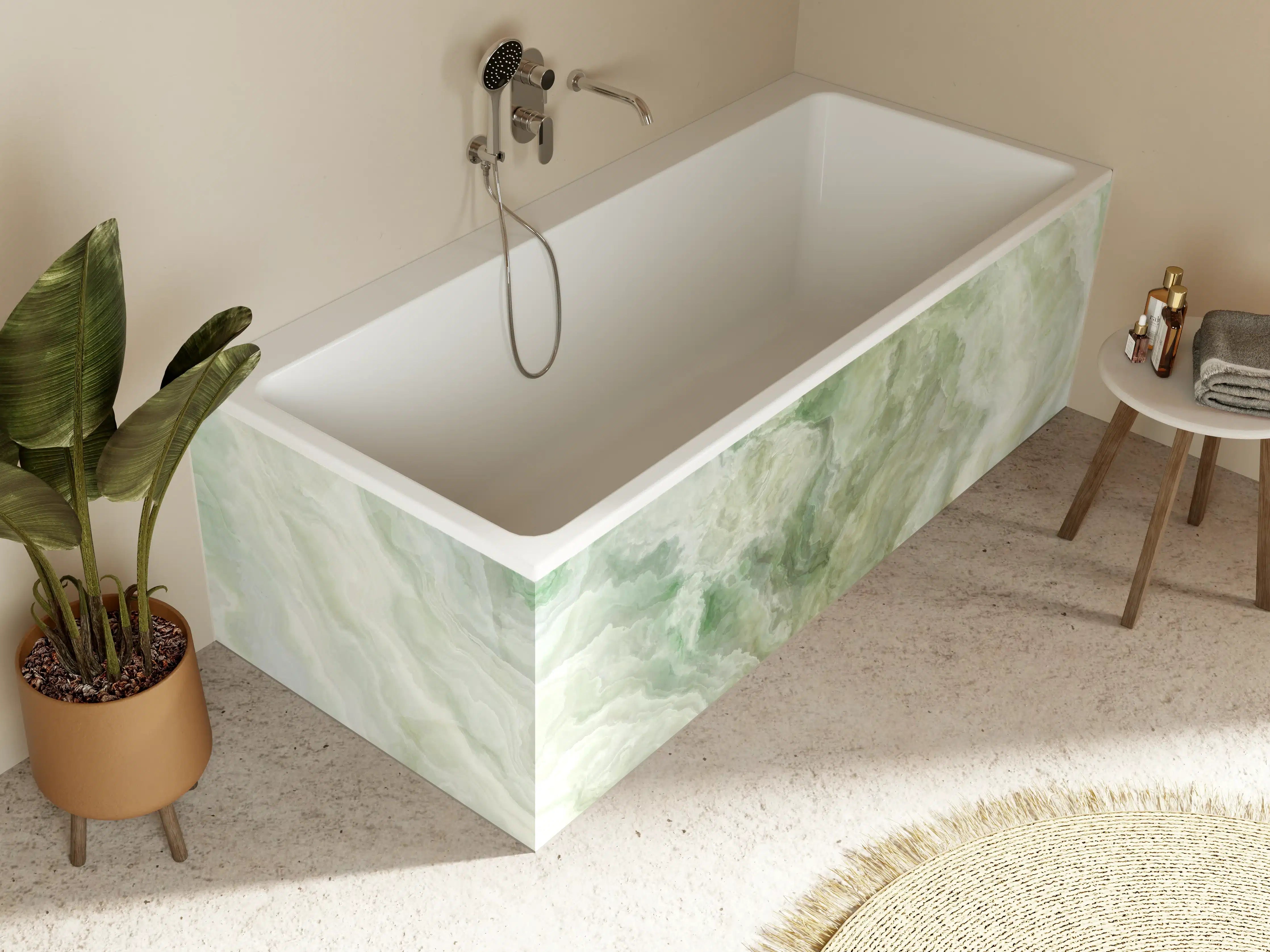Badewannen-Rückwand - Grünlicher Onyx