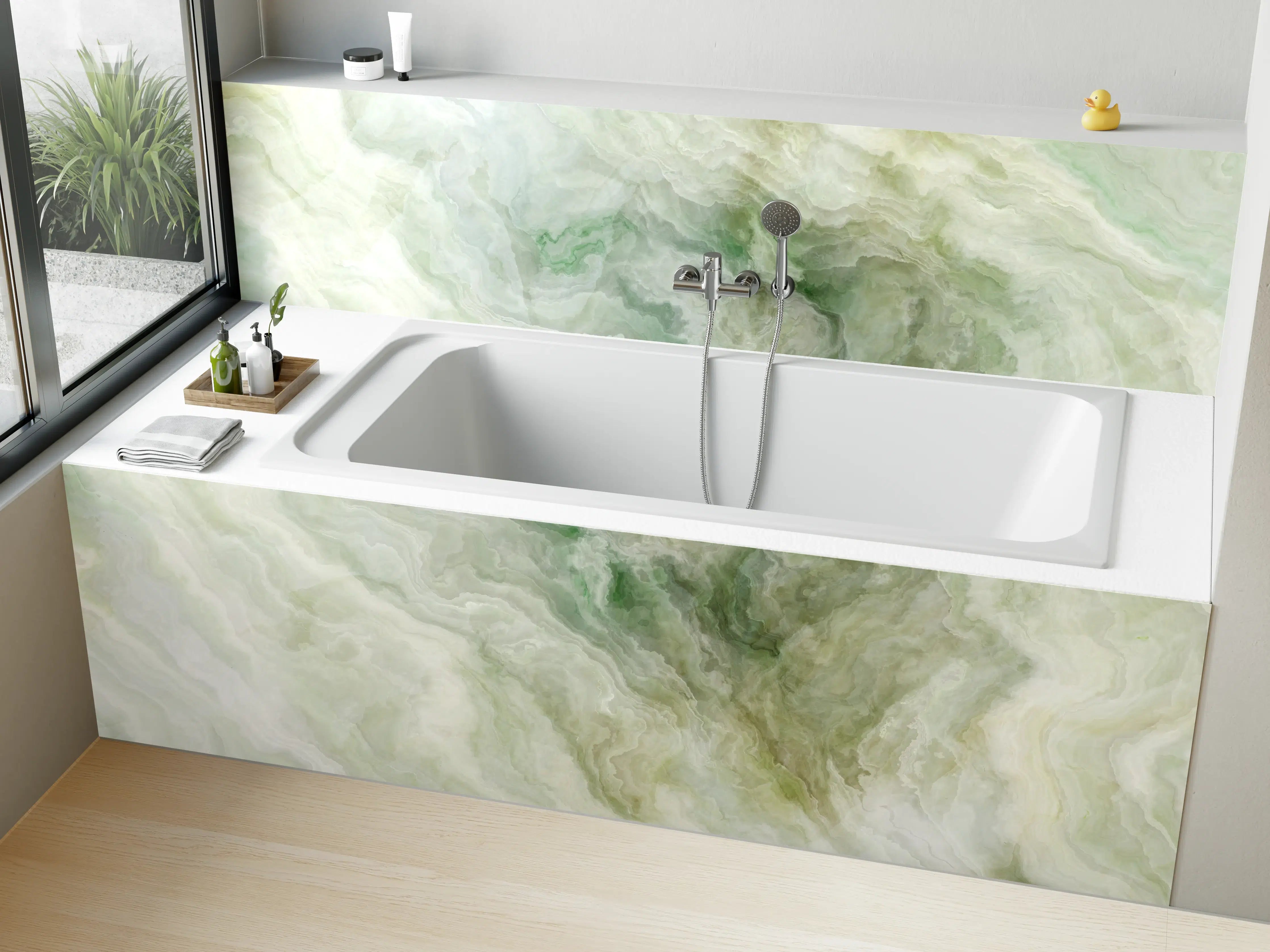 Badewannen-Rückwand - Grünlicher Onyx